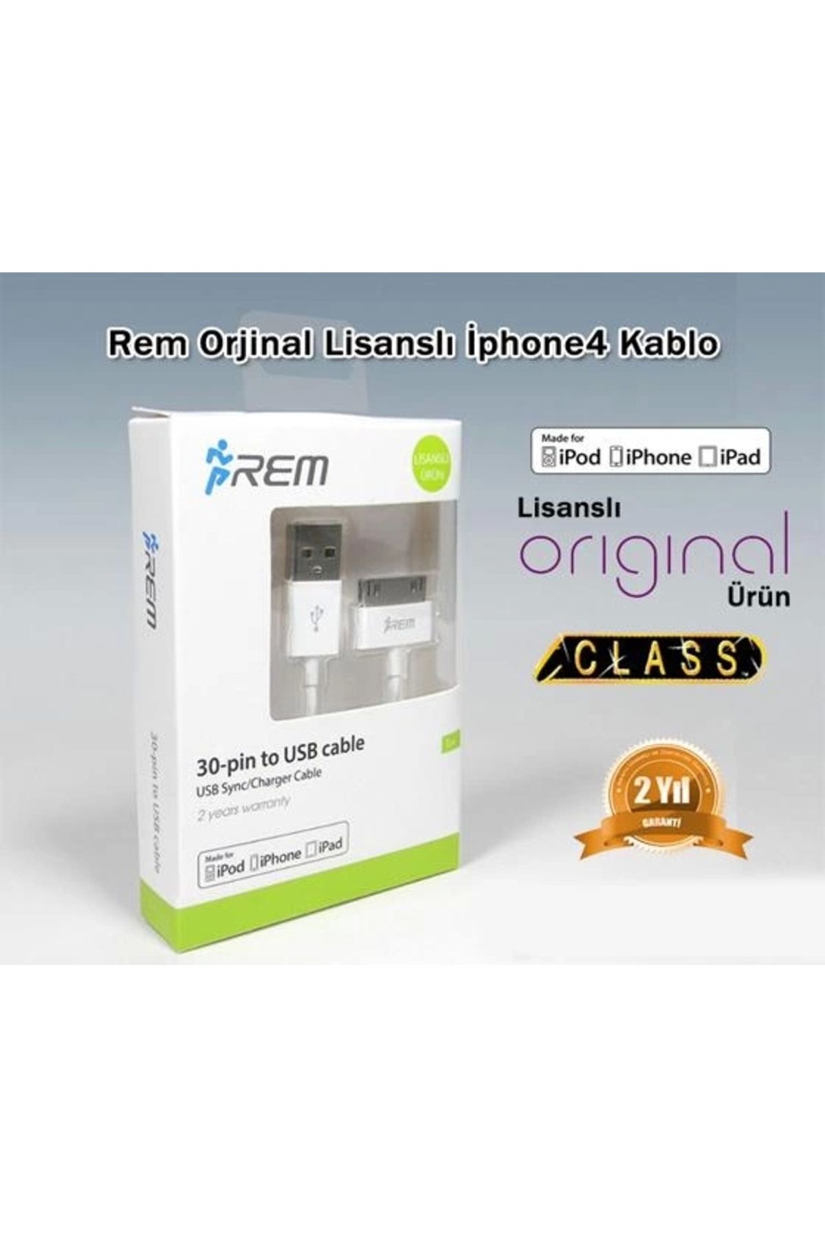 Rem Şarj Kablo Iphone Apple 4 2a 1mt -30wh