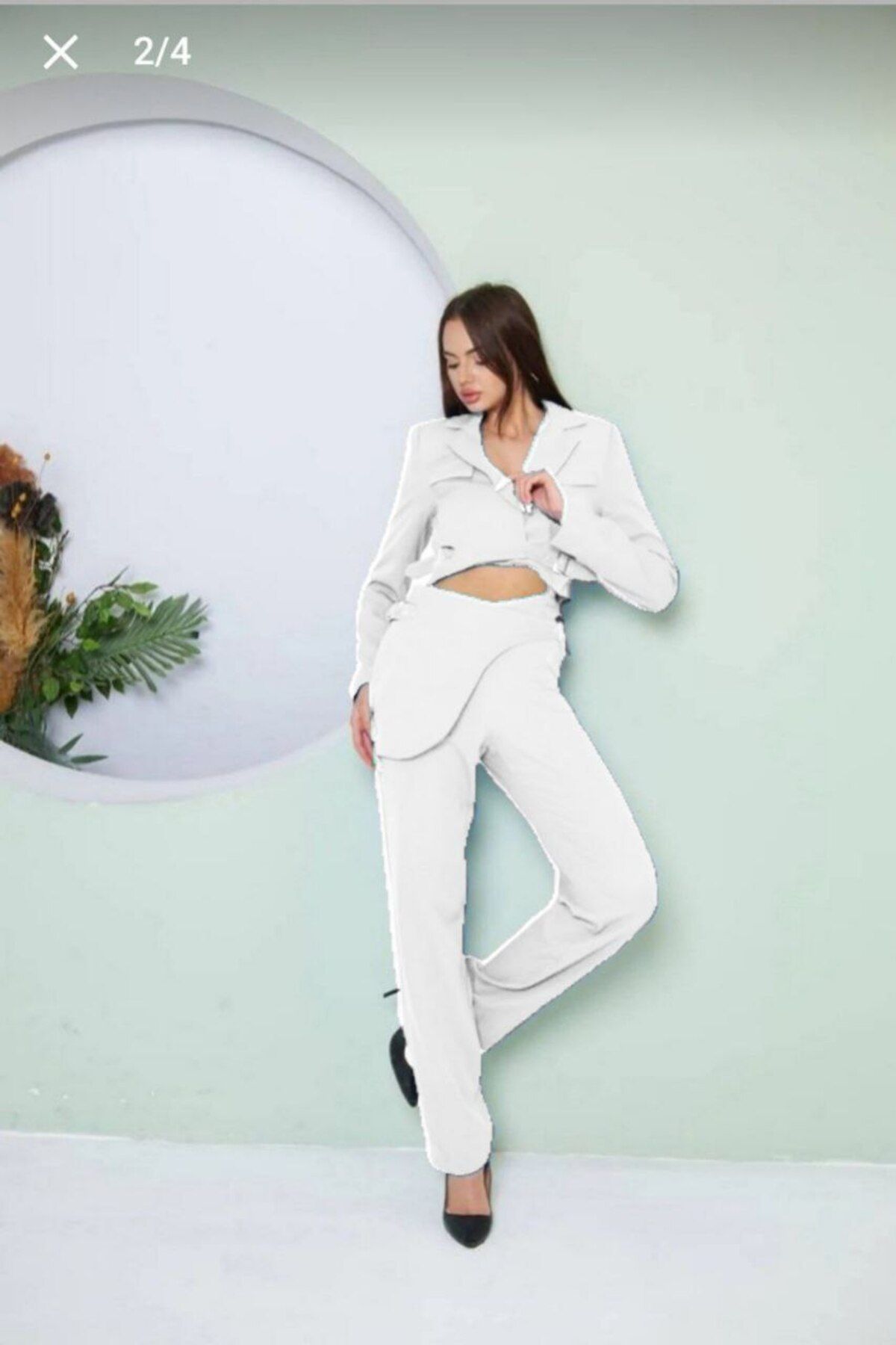 masall butik Kadın Beyaz Ceket-Pantalon Takım