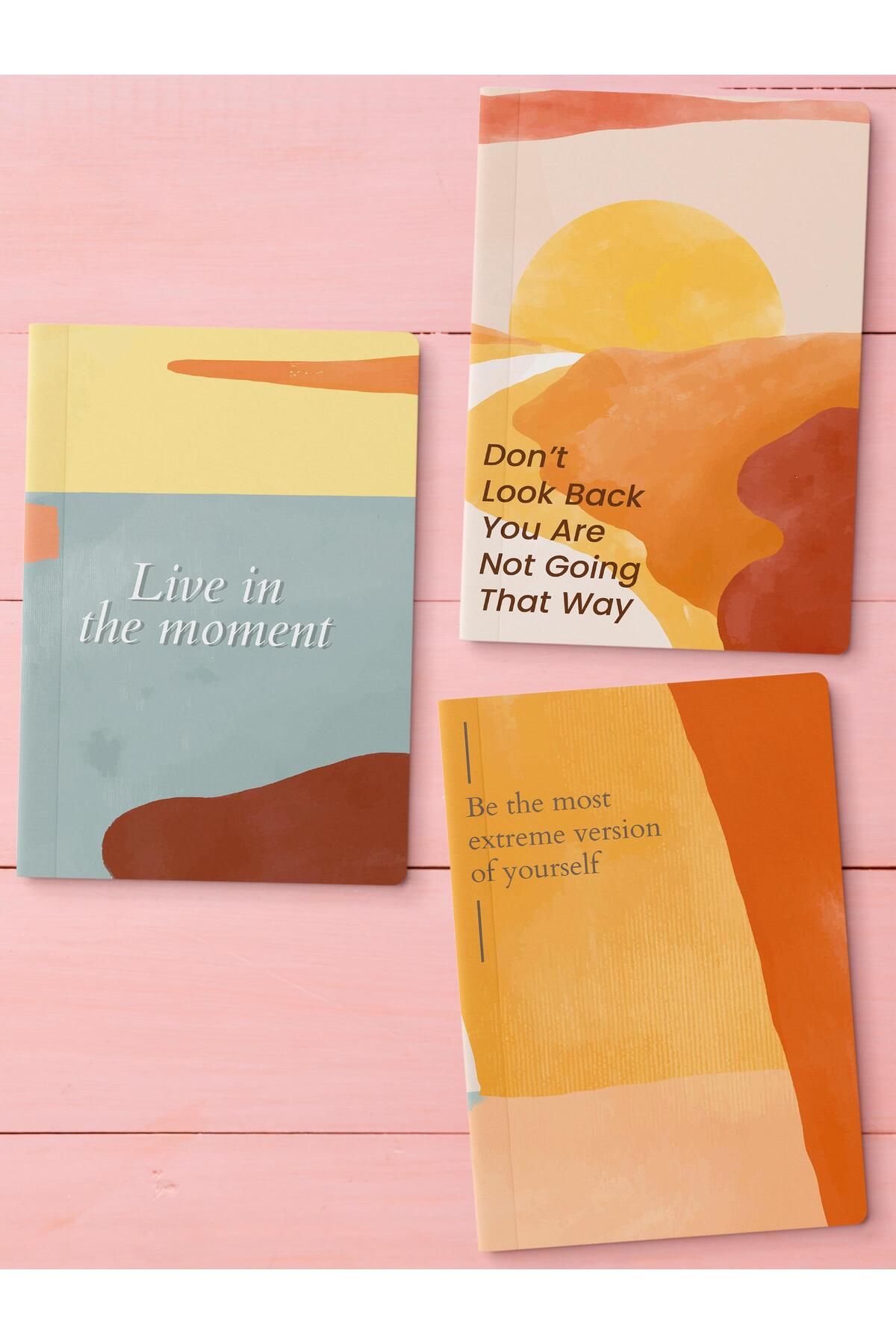 postifull Çizgisiz Defter Seti, 3 Adet Not Defteri, Notebook Journal Seti, Anı Defteri, 64 Sayfa Orta Boy