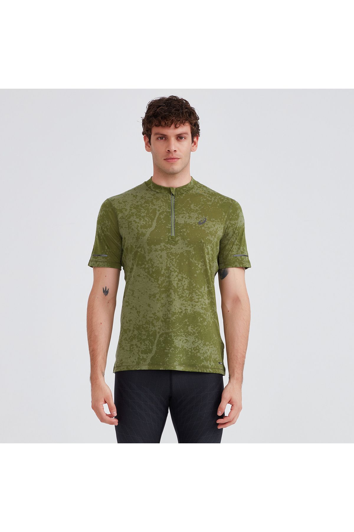 Asics Metarun 1/2 Zip Ss Top - Pattern Erkek Yeşil Kısa Kollu Tshirt 2011c872-300