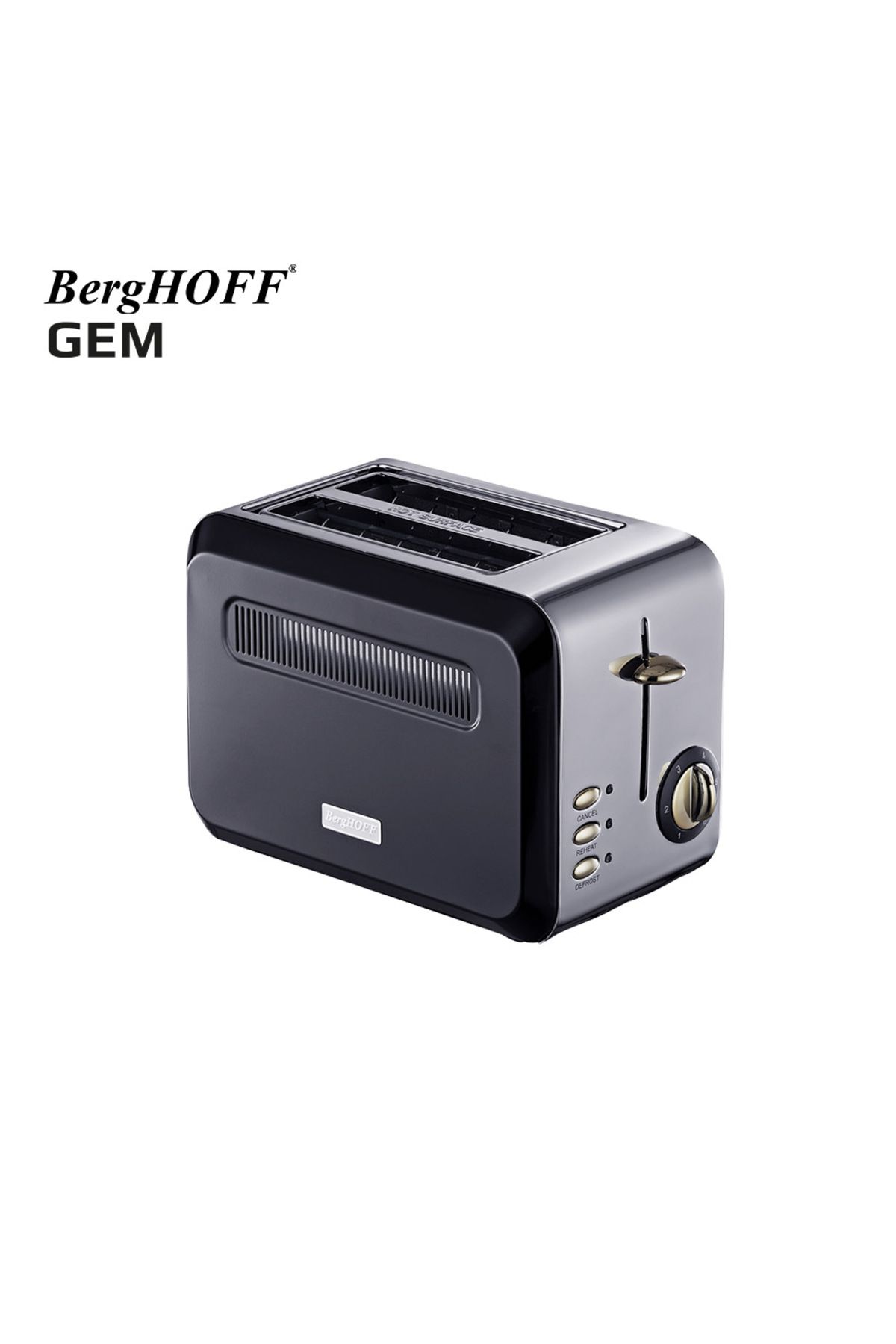 Berghoff GEM TITAN 1.7 Litre Parlak Gümüş Siyah İki Dilim Ekmek Kızartma Makinesi