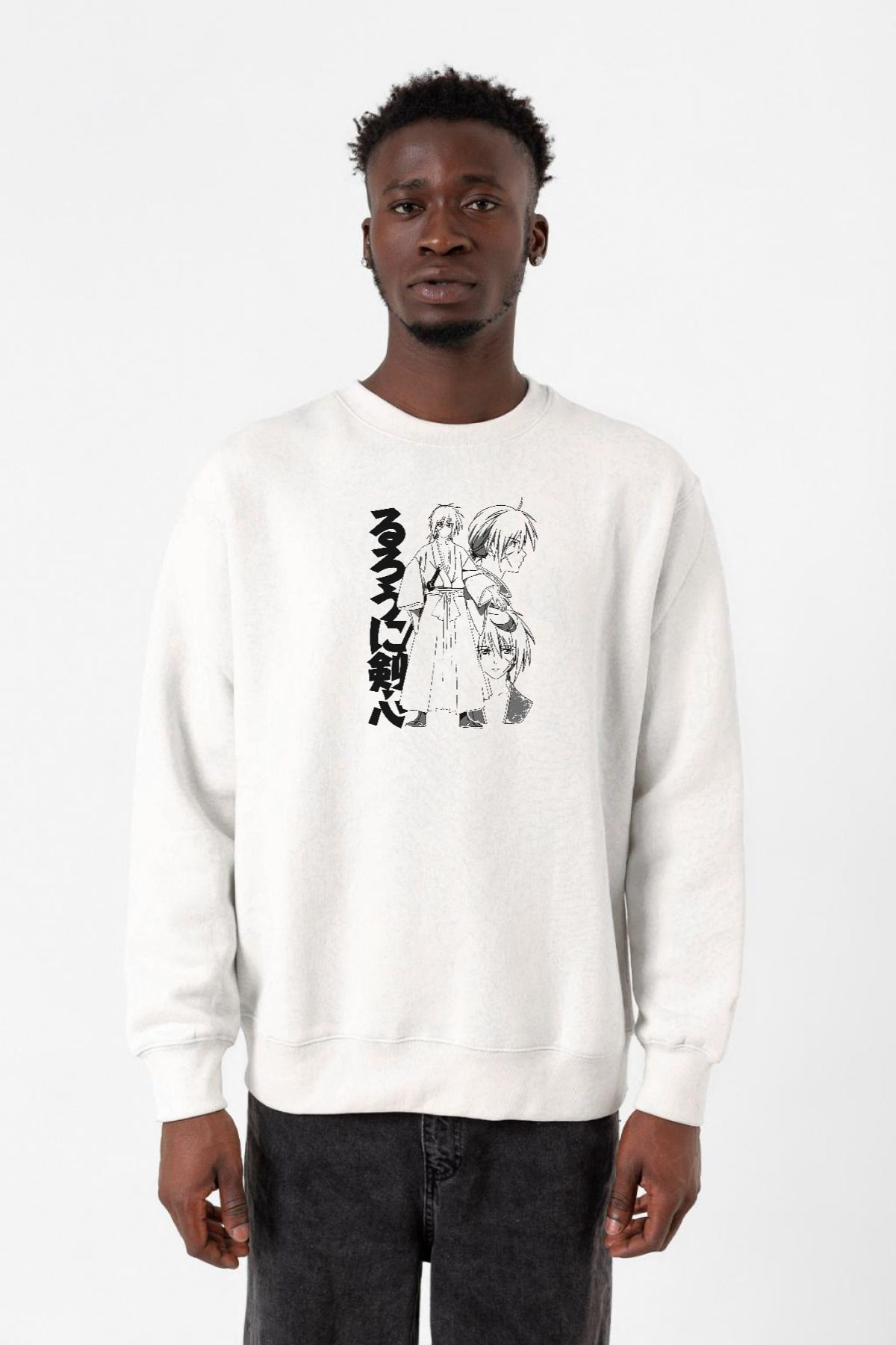 Tshirthane Rurouni Kenshin Black White Art Beyaz Erkek 2ip Sweatshirt