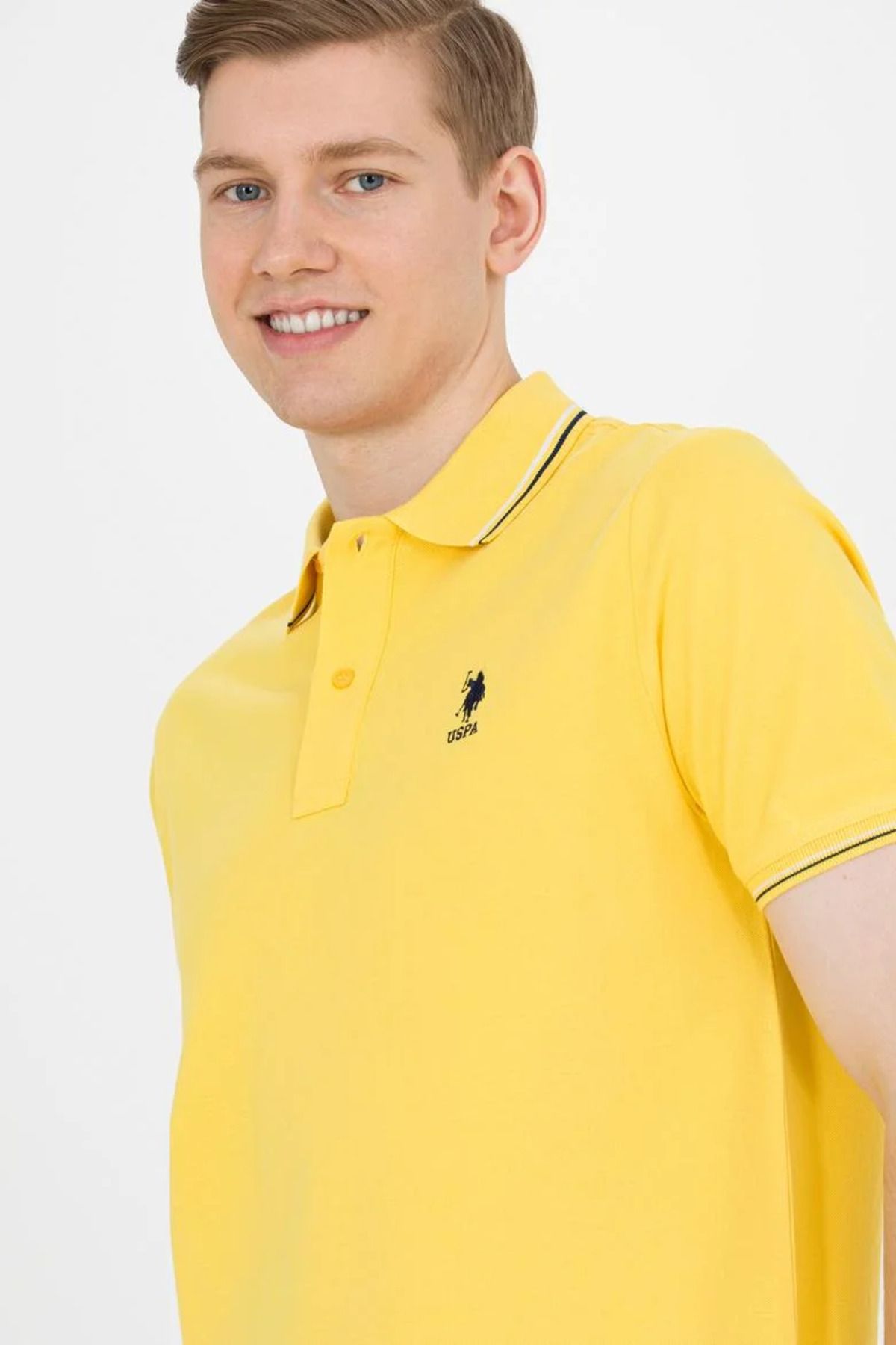 U.S. Polo Assn. Erkek Koyu Sarı Basic Polo Yaka Tişört