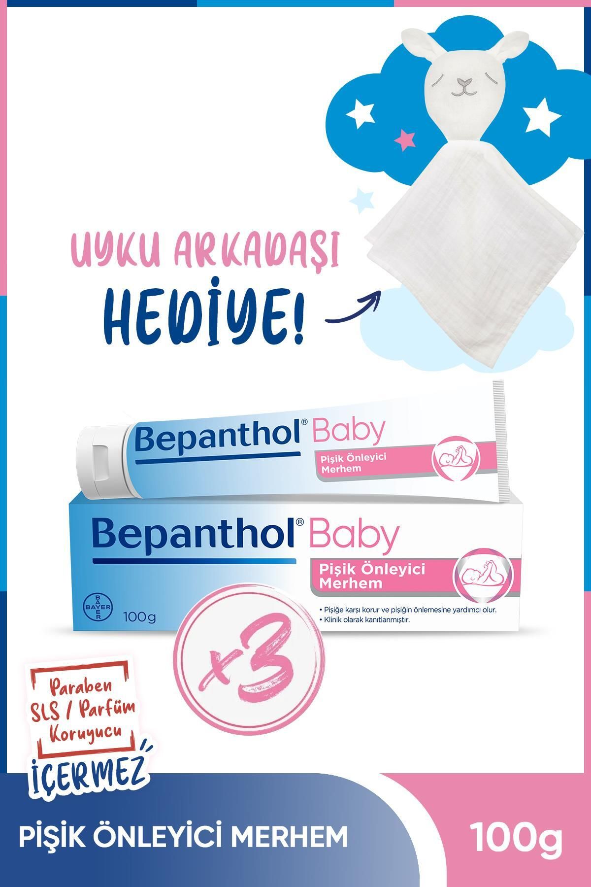 Bepanthol Baby Pişik Önleyici Merhem 100 G 3’lü Paket Uyku Arkadaşı Hediyeli