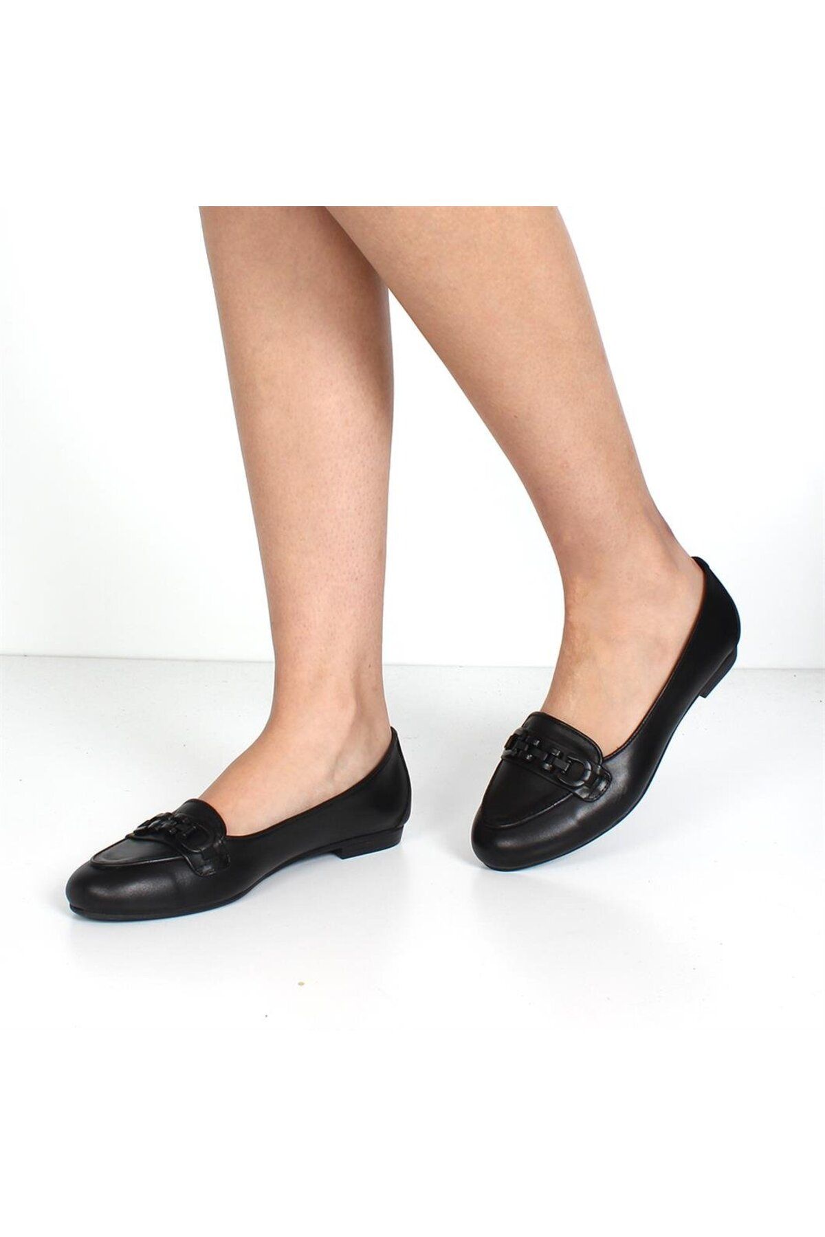 Celal Gültekin Siyah Deri Ayakkabı Kadın Babet 660 25011-1