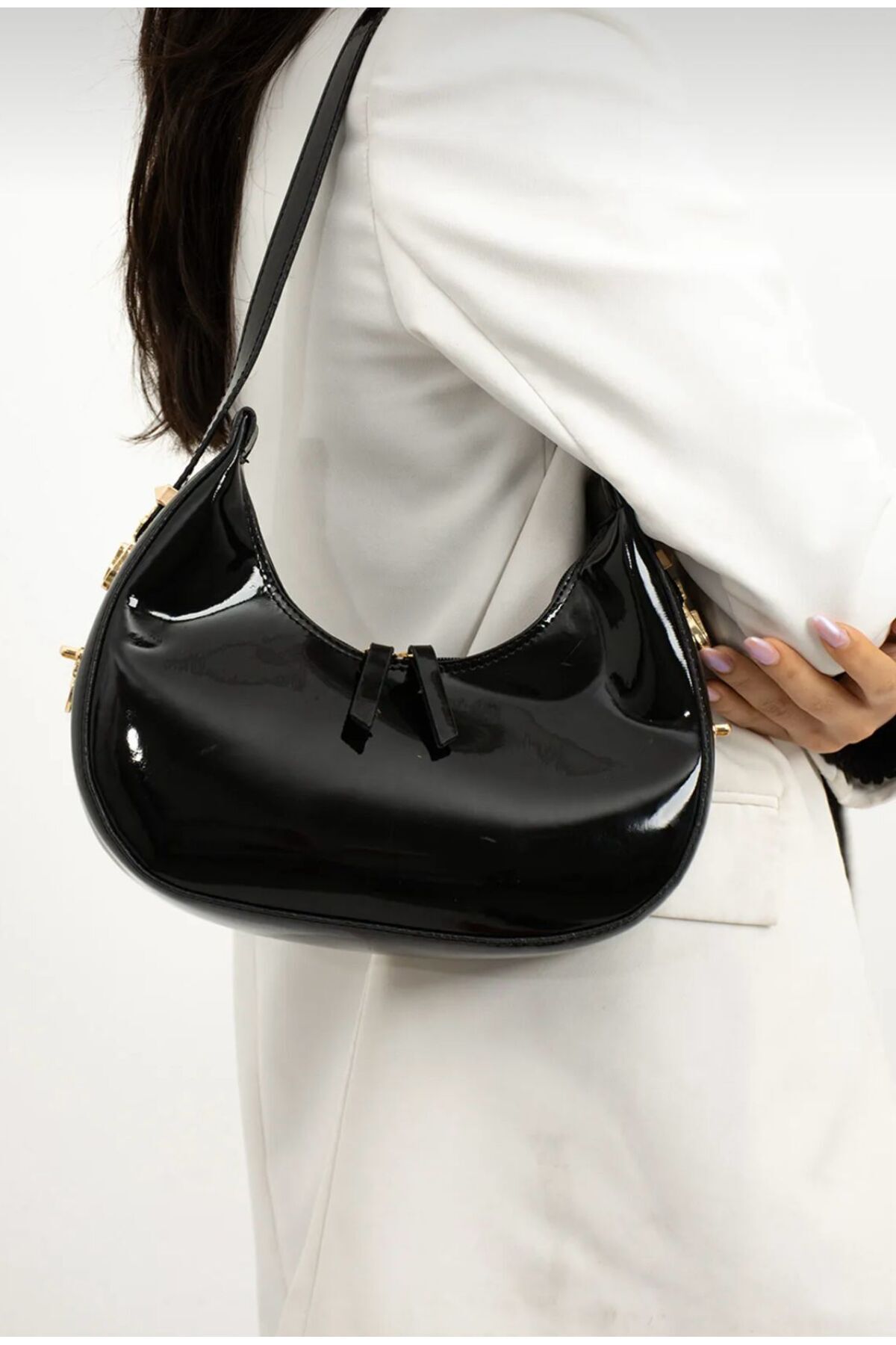 Kristal Cherry model Rugan askı boyu ayarlanabilir kadın omuz çantası