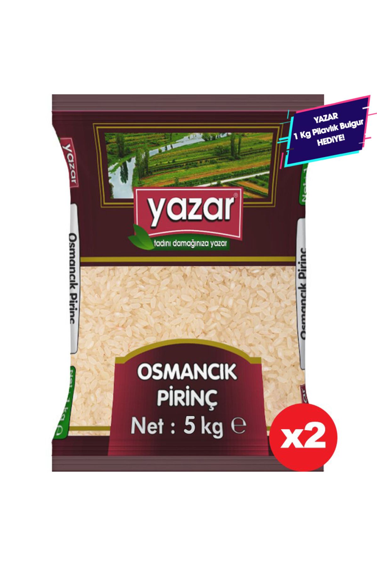 YAZAR Osmancık Pirinç 5 Kg x 2 Paket.