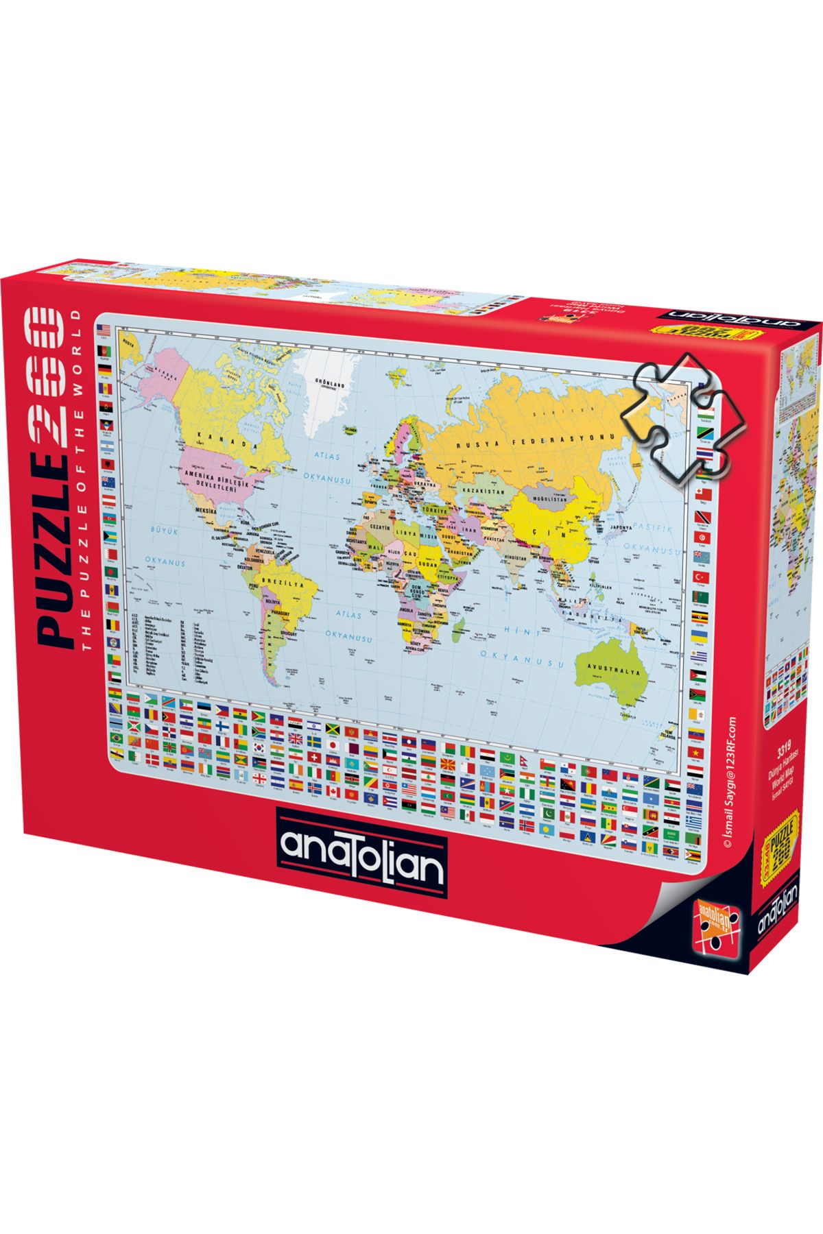 Anatolian Puzzle 260 Parçalık Puzzle / Dünya Haritası - Kod:3319