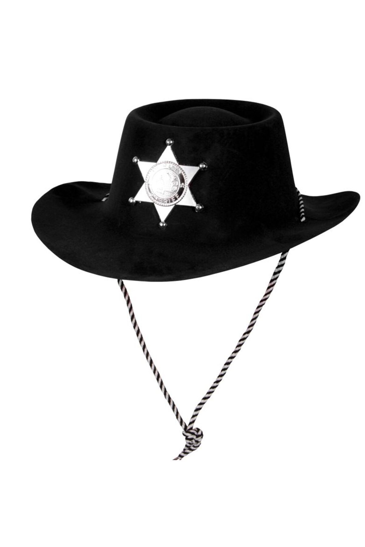 Pandoli Partidolu Siyah Renk Plastik Üzeri Flok Kaplama Çocuk Kovboy Şapkası