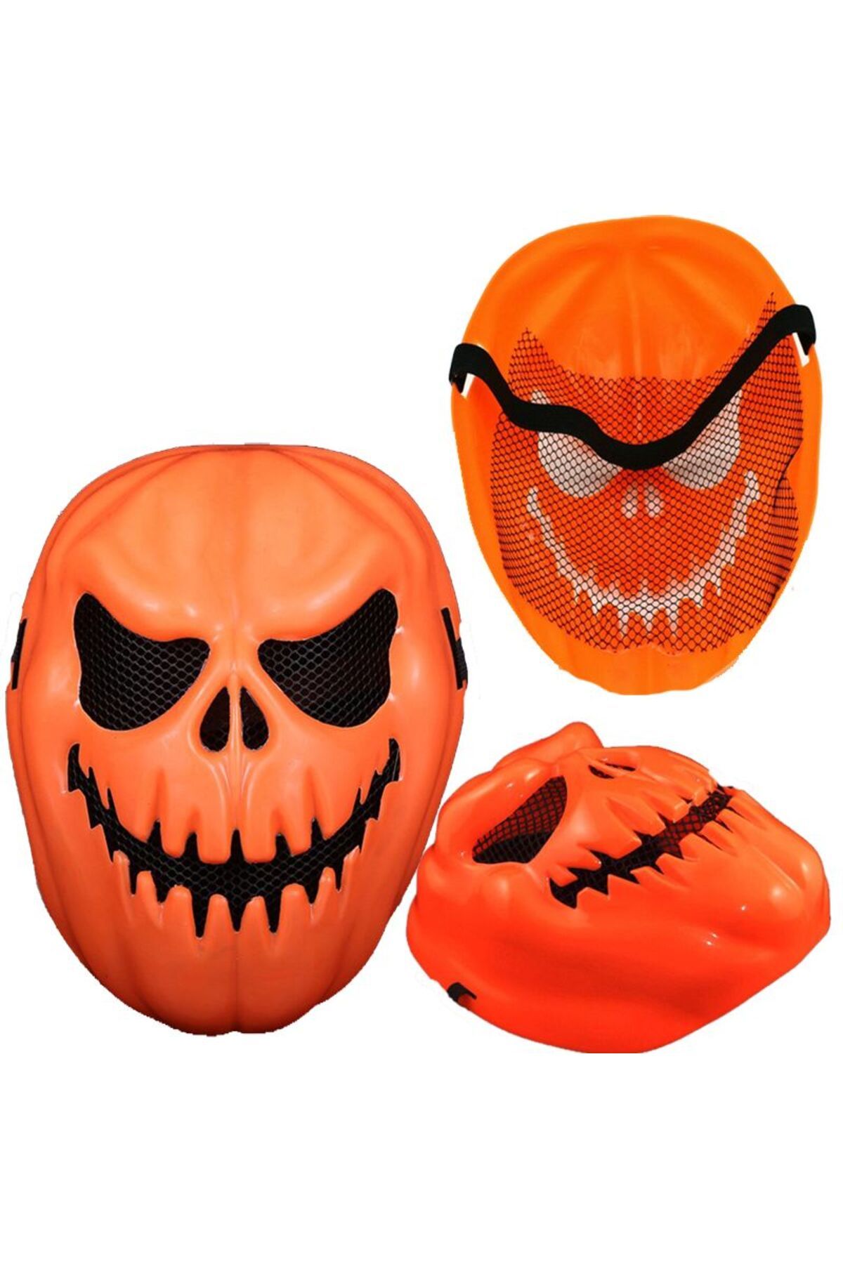 Pandoli Partidolu Kapüşonlu Halloween Kabak Maskesi Plastik Balkabağı Mask 23153