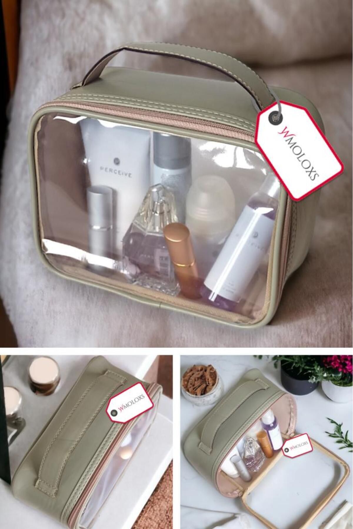 Wmoloxs Şeffaf Makyaj Çantası Kozmetik Organizer Çok Amaçlı Bavul Içi Düzenleyici Kadın El Plaj Çant
