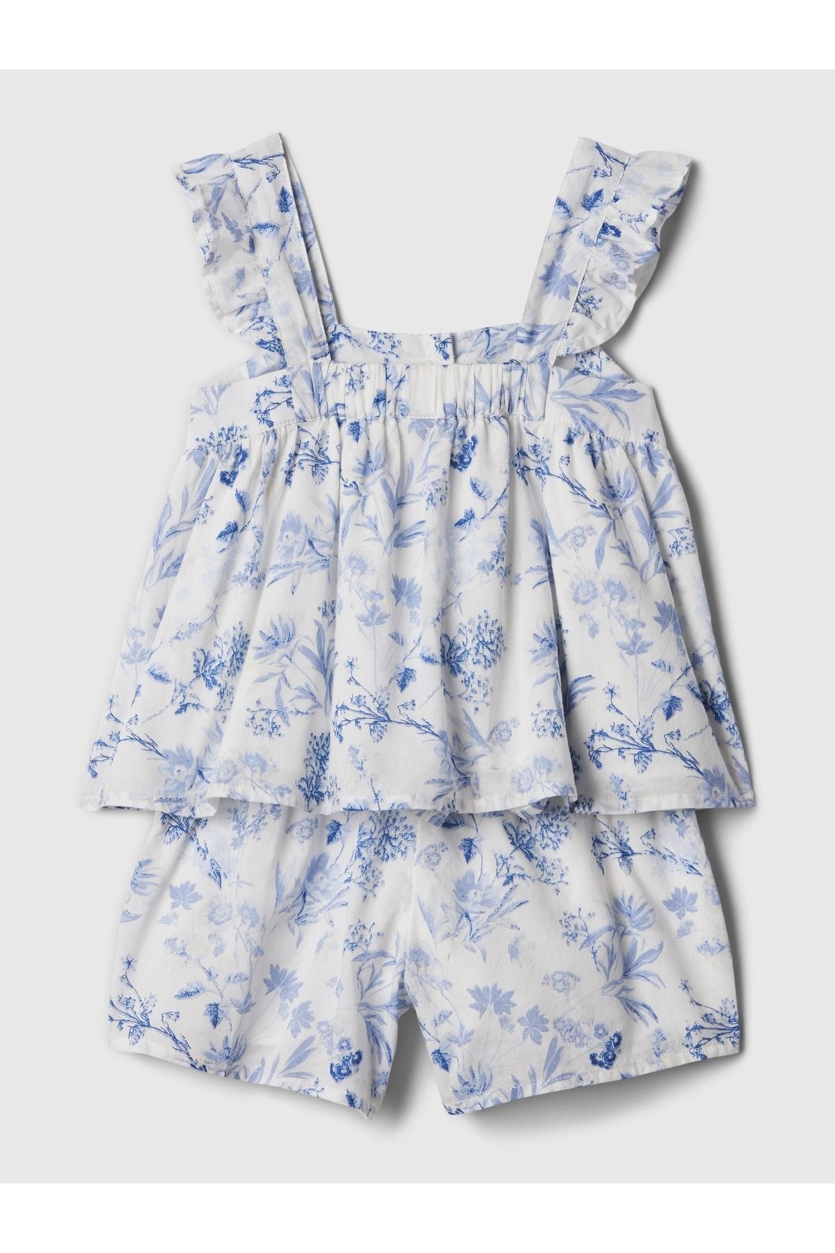 GAP Kız Bebek Açık Mavi Çiçek Desenli Outfit Set