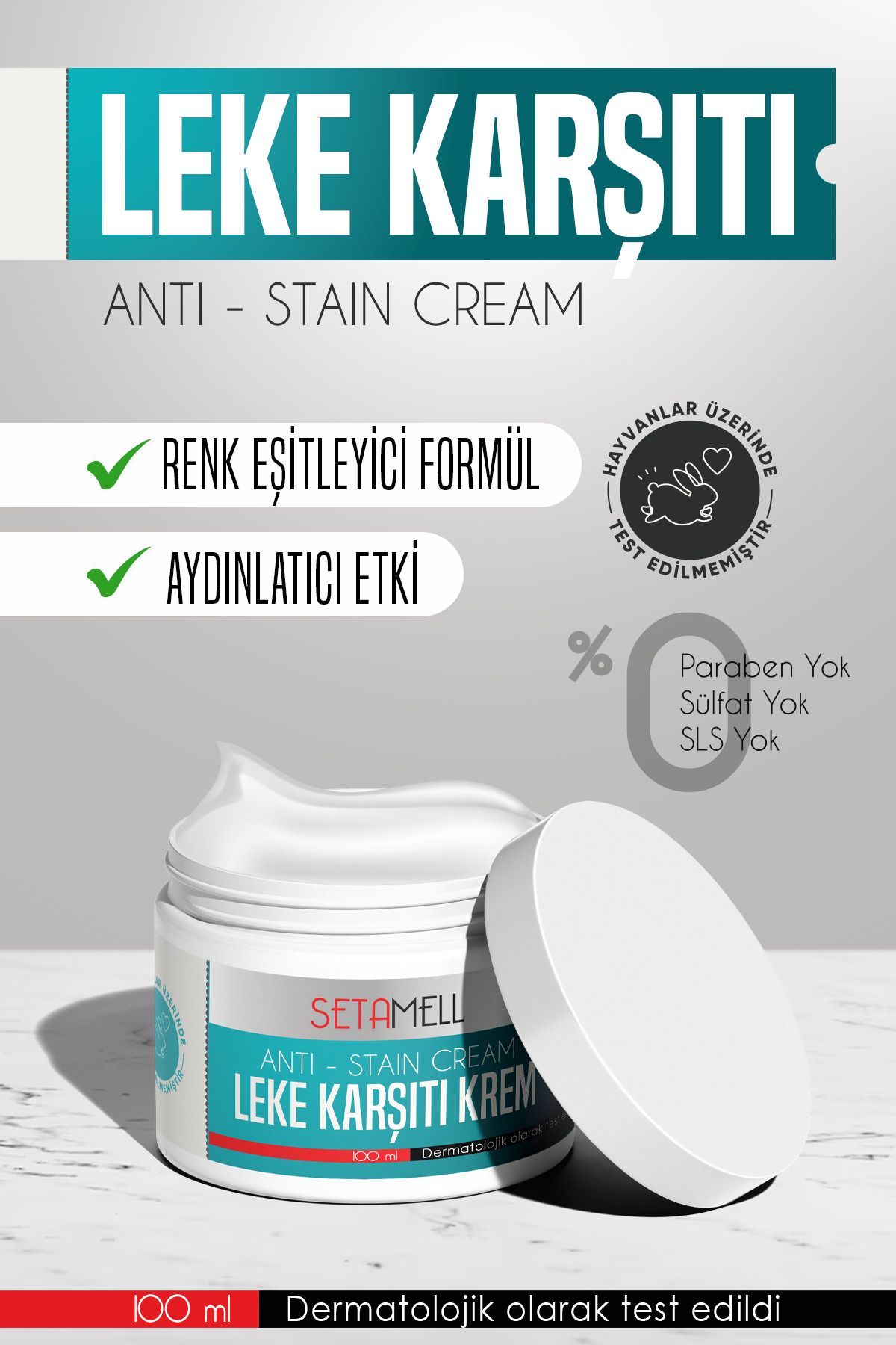 Setamell Leke Karşıtı Cilt Beyazlatıcı Aydınlatıcı Bakım Kremi Özel Formül 100 ml