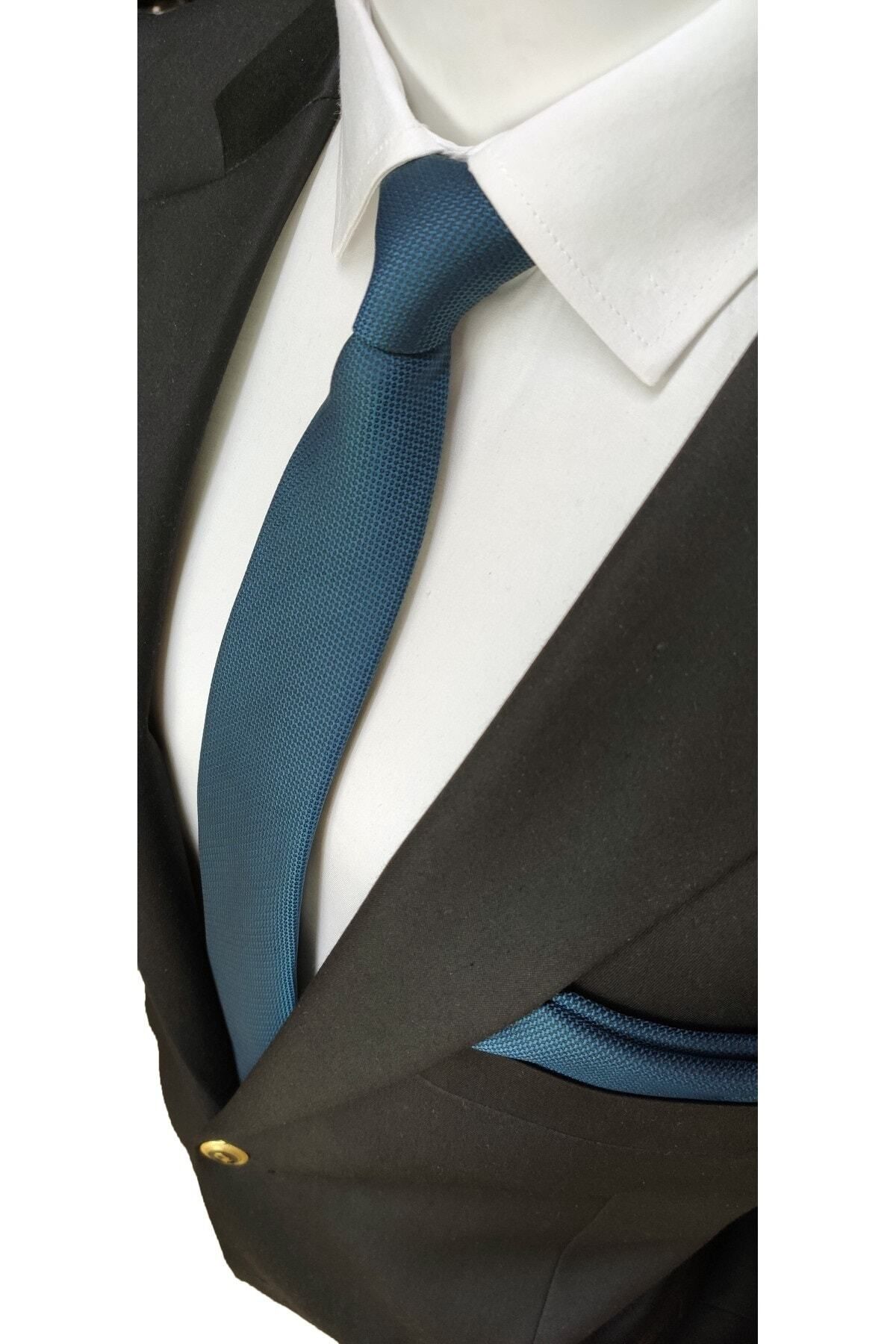 Elegante Cravatte Nefti Yeşili Armürlü Dokuma Kravat ve Mendil