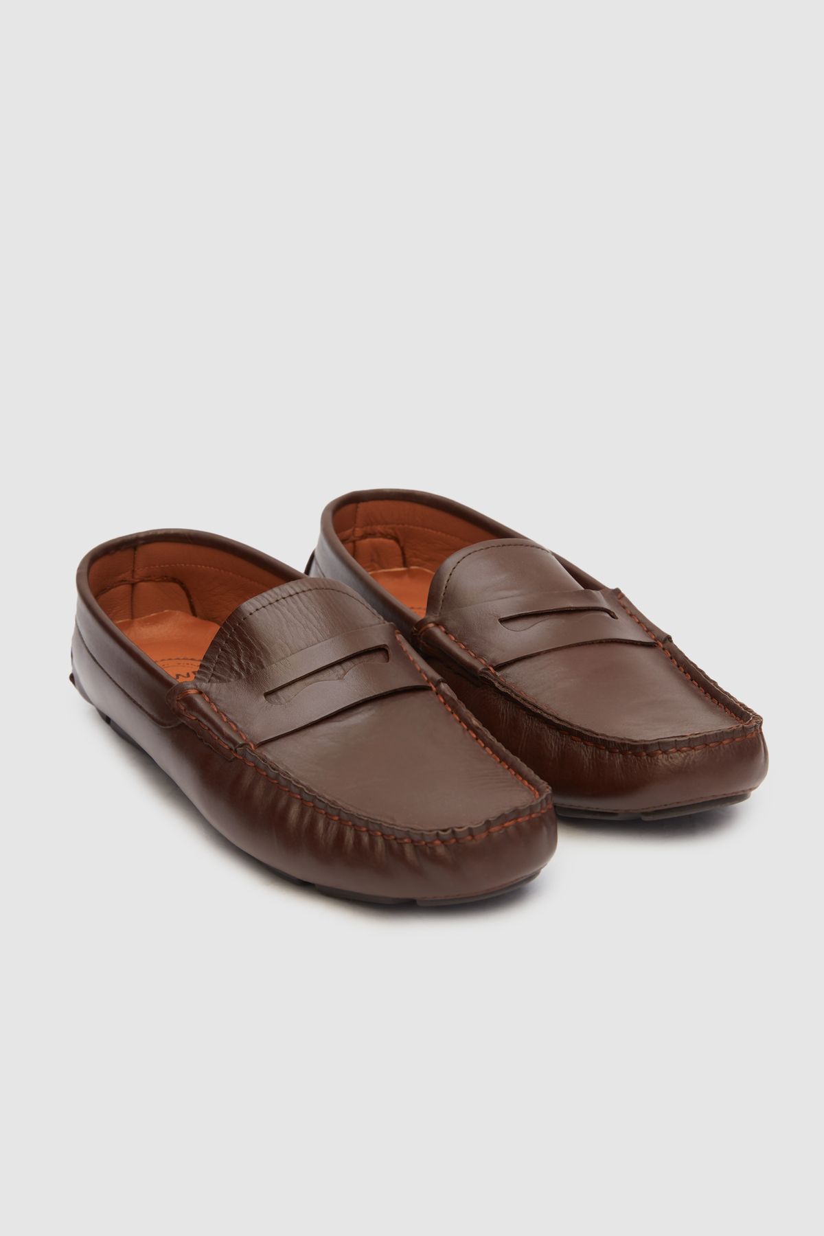 TWN Kahverengi Deri Loafer Ayakkabı