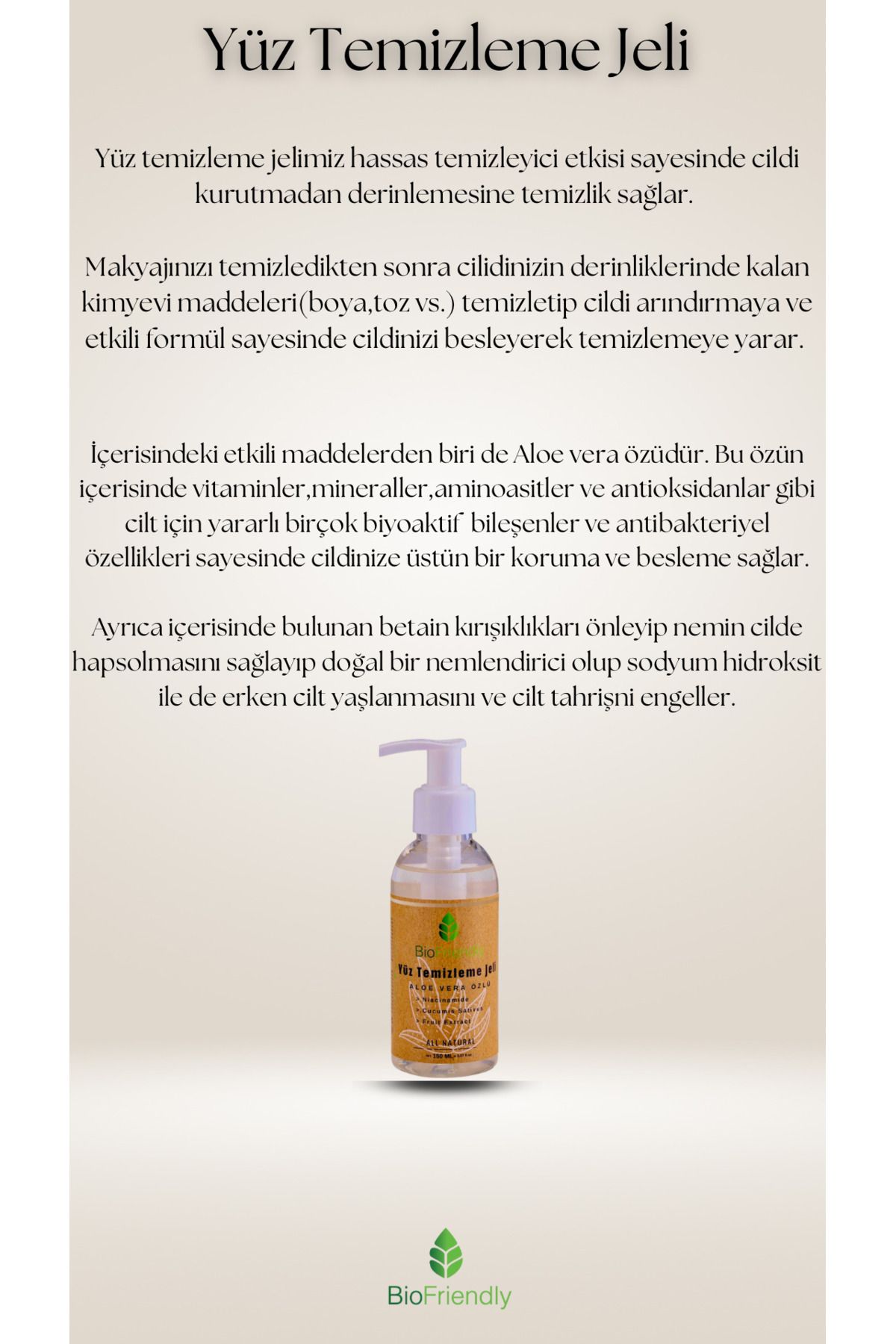 Bio Friendly Cosmetic Aloe Vera Özlü Yüz Temizleme Jeli 150ml