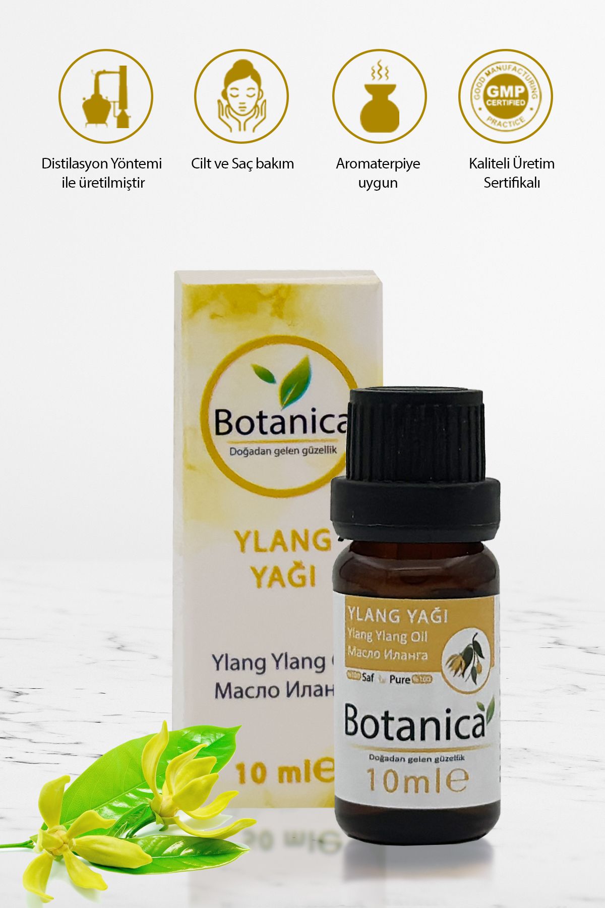 botanica Ylang Yağı - Cananga Adorata - ( Afrodizyak - Özgüven Artırma ) Aromaterapik Uçucu Yağ 10 ml