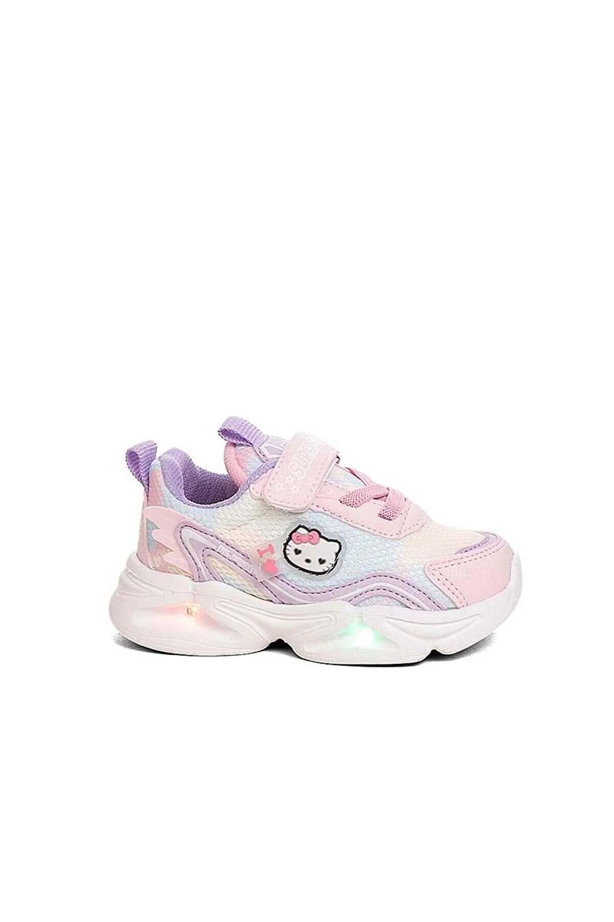 iskarpino Işıklı Hello Kity Detaylı Kız Çocuk Pudra Sneaker Yürüyüş Ayakkabısı