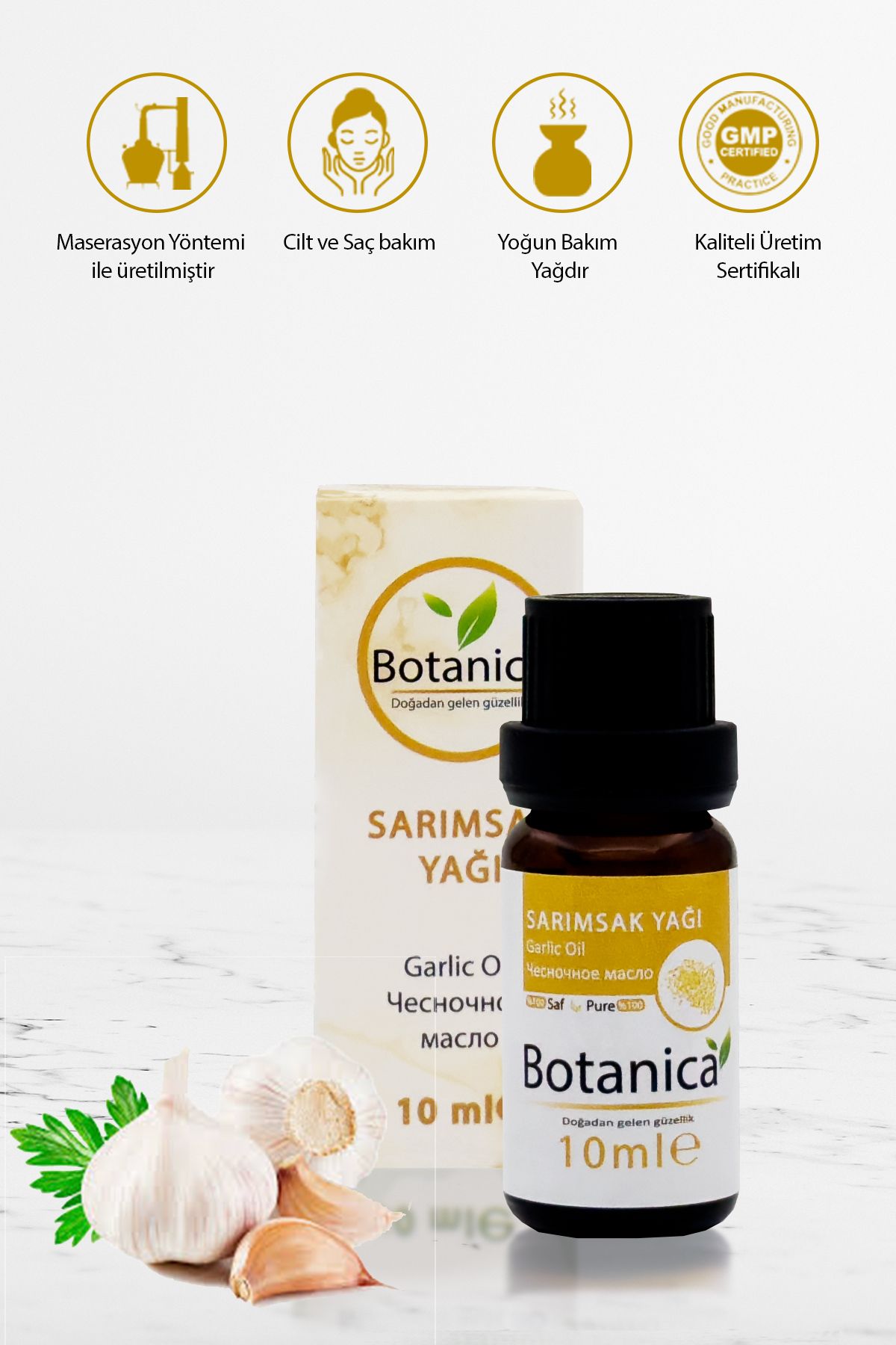 botanica Sarımsak Yağı - Allium Sativum - ( Saç Besleyici - Canlandırıcı ) Garlic Oil Yüz Bakım Yağı 10 ml