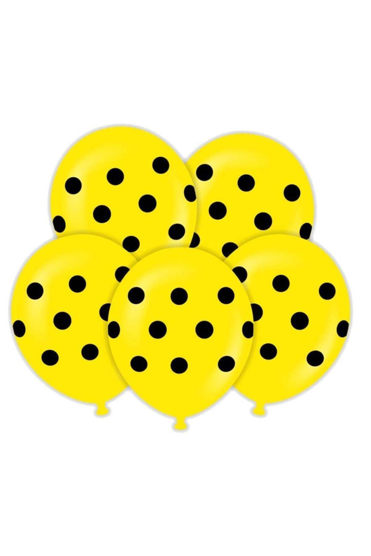 BalonEvi 12" Balon Sarı Siyah Puanlı 10 Adet