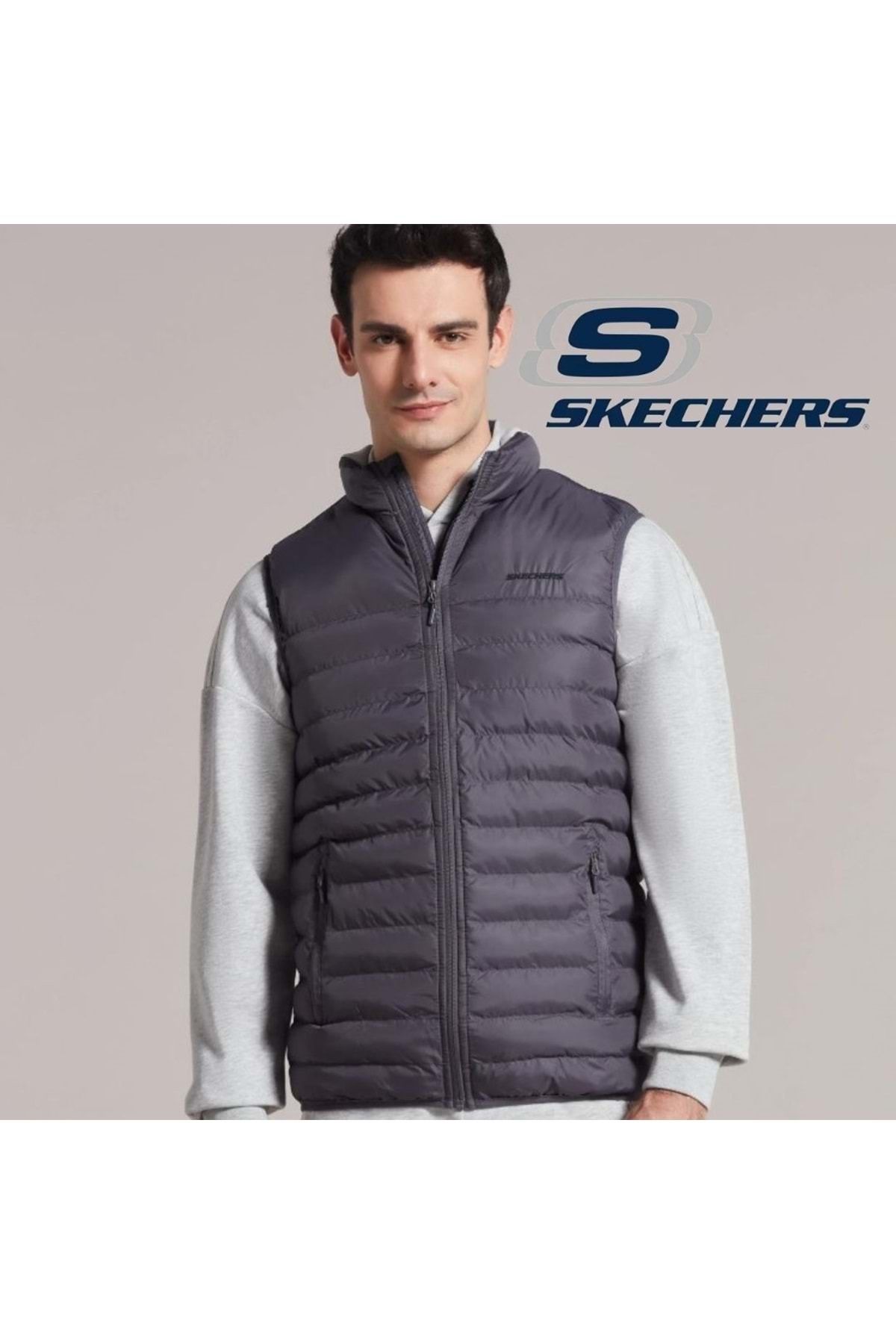 Skechers M Essential Vest S202174- Erkek Yelek Gri