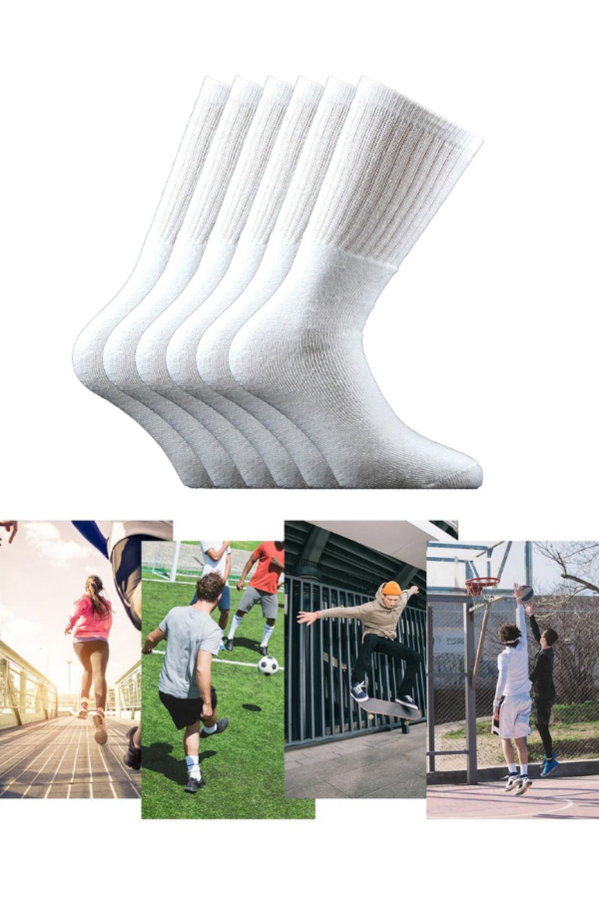 Socks Sirius 6 Çift Unisex Penye Ithal Antrenman Futbol Basketbol Koşu Yürüyüş Tenis Spor Çorap Seti