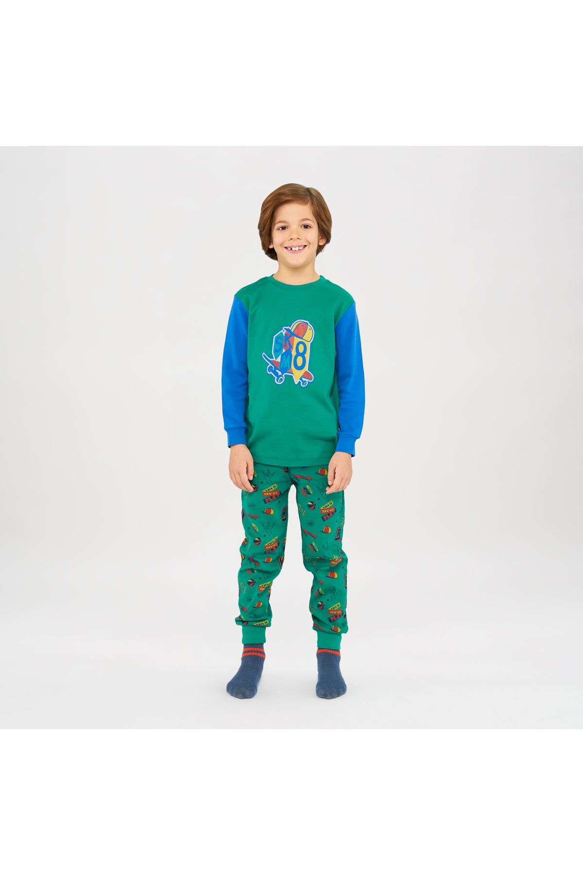 Panço Erkek Çocuk Baskı Detaylı Pijama Takımı