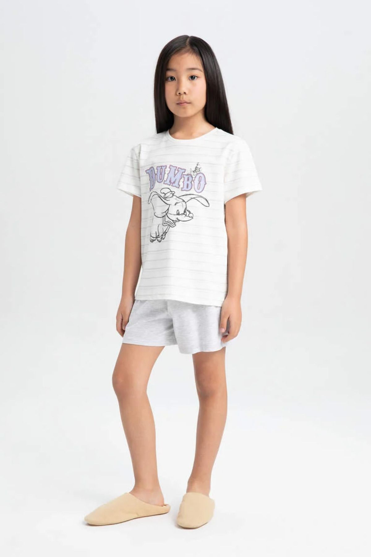 Defacto Kız Çocuk Disney Dumbo Kısa Kollu Şortlu Pijama Takımı