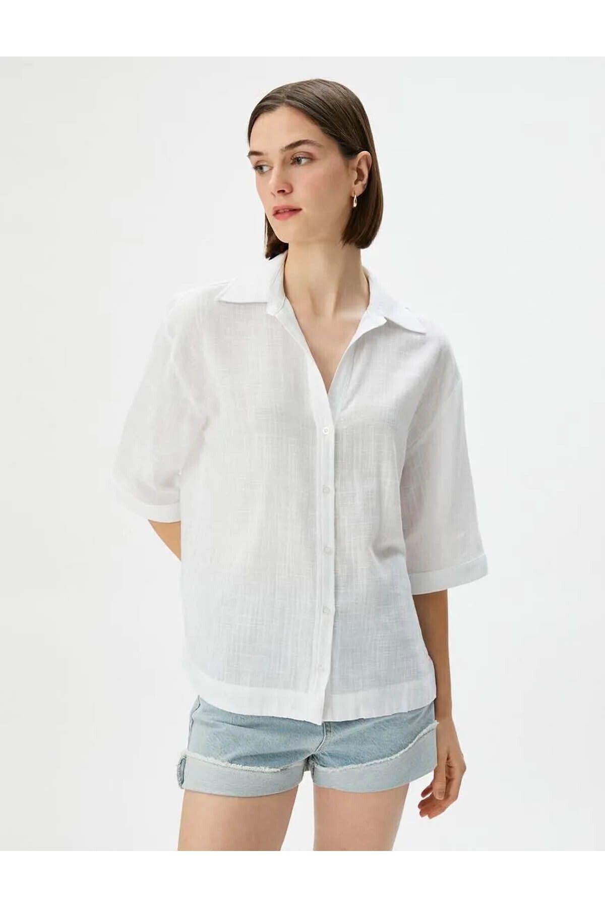 Koton Kadın Beyaz Gömlek - 4sak60022pw