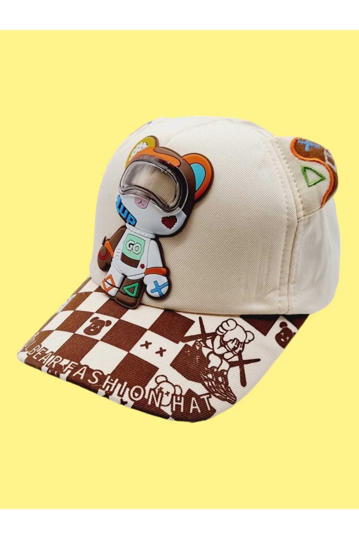 Trenderrs Çocuk 4-8 Yaş Kabartmalı Astronot Desenli Kulaklıklı Şapka