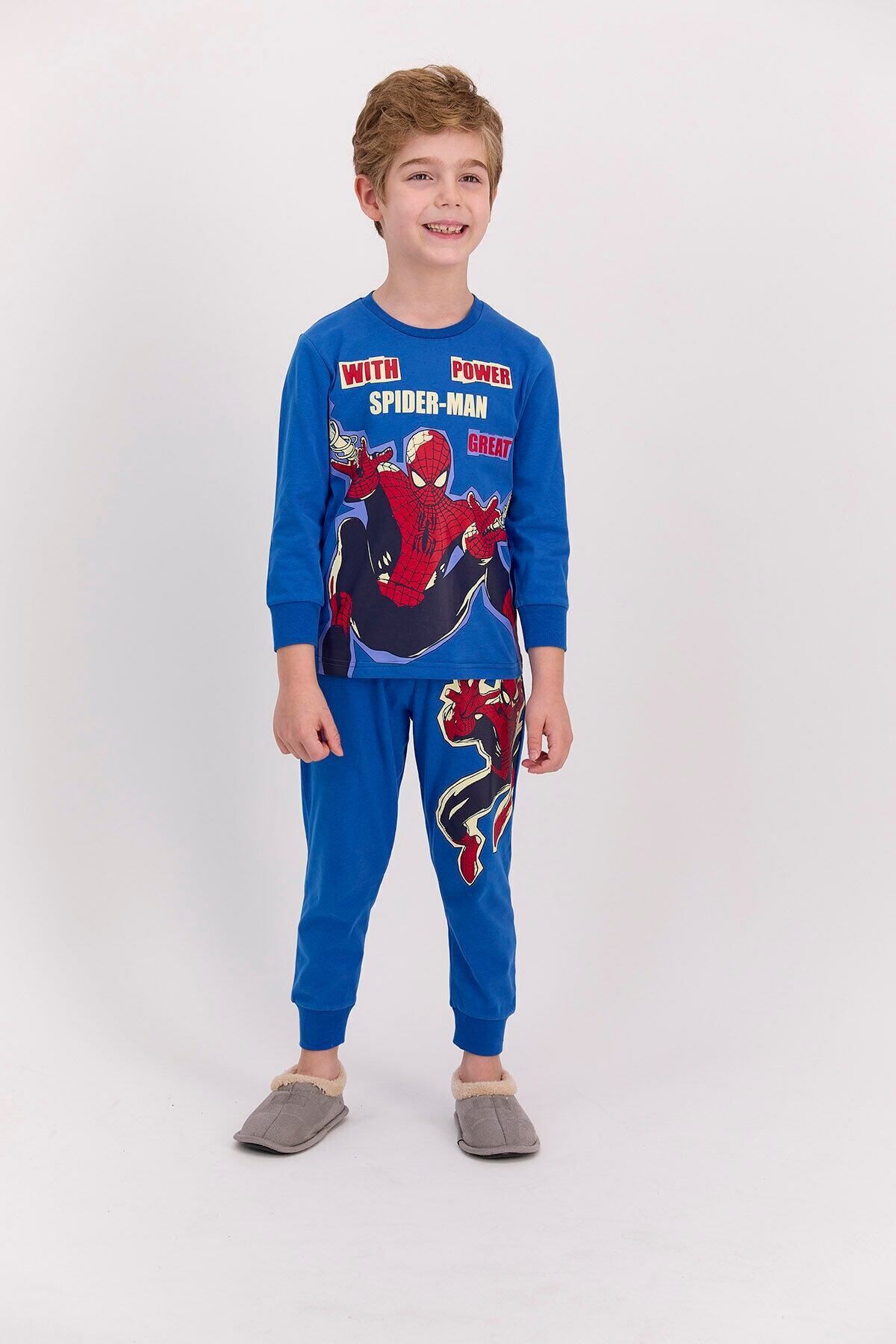 Spiderman Lisanslı With Power Cobalt Mavi Erkek Çocuk Pijama Takımı D4619-c