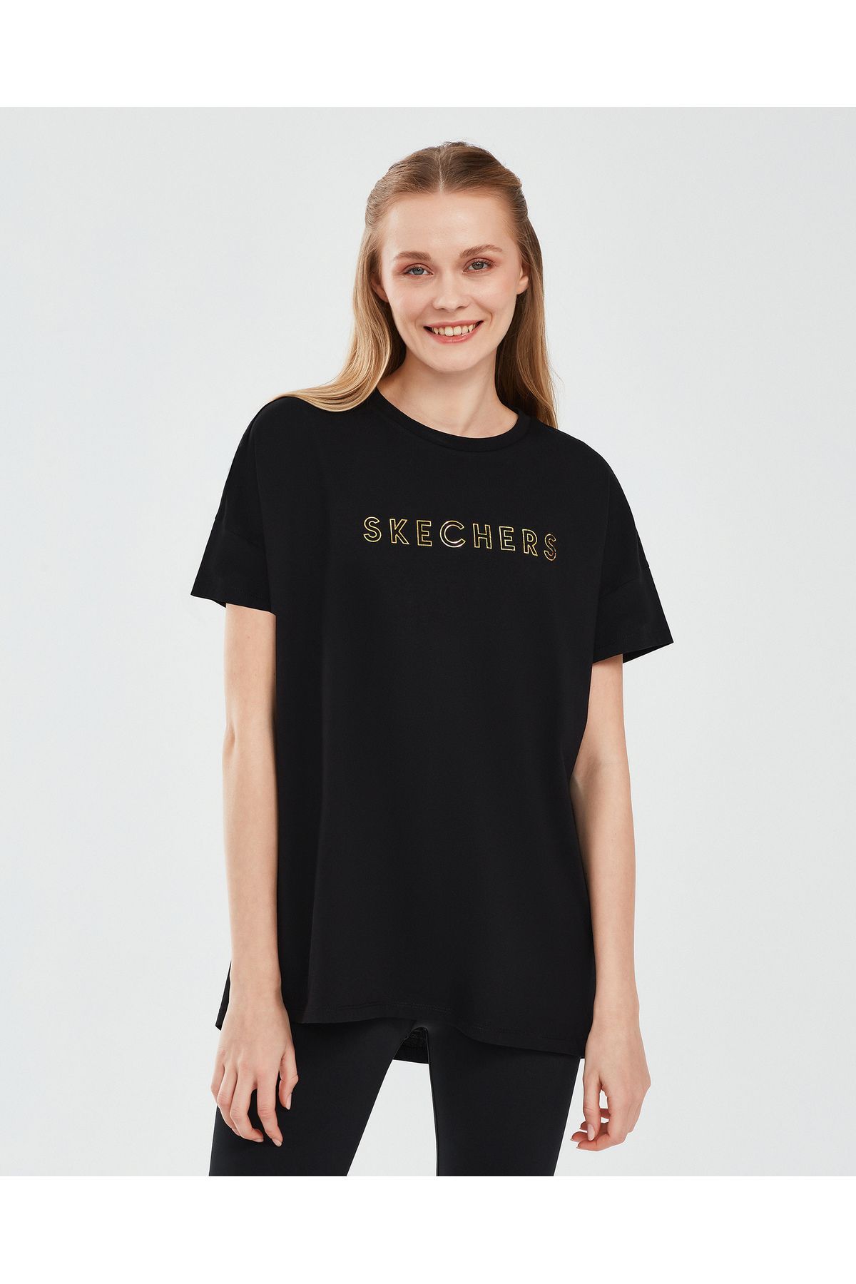 Skechers W Graphic Tee Crew Neck T-shirt Kadın Siyah Tshirt S231293-001