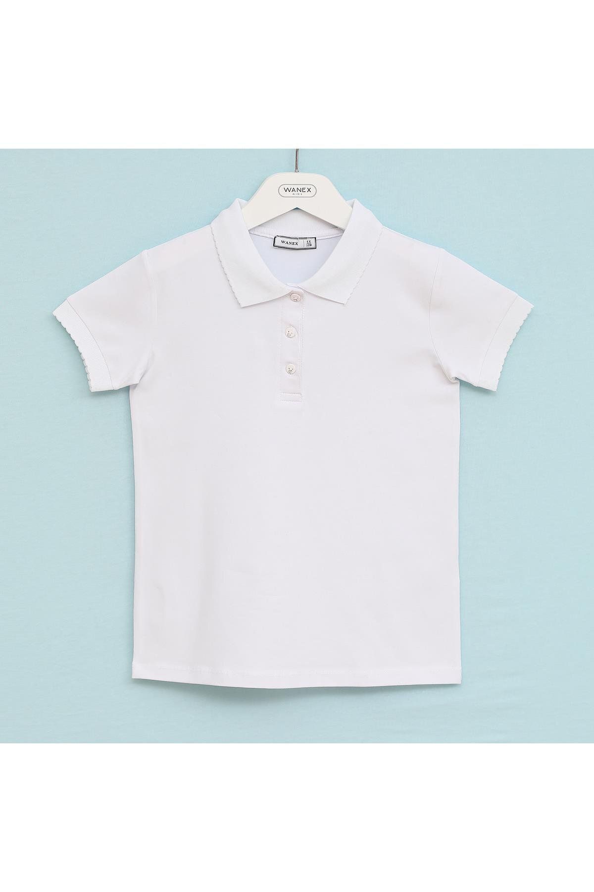 WANEX Kız Çocuk Polo Yaka Tişört - 3205334 - Beyaz