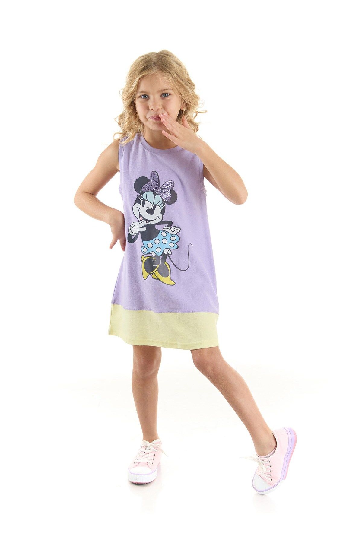 MINNIE MOUSE Disney Lisanslı Kız Çocuk Renk Bloklu Elbise 20919