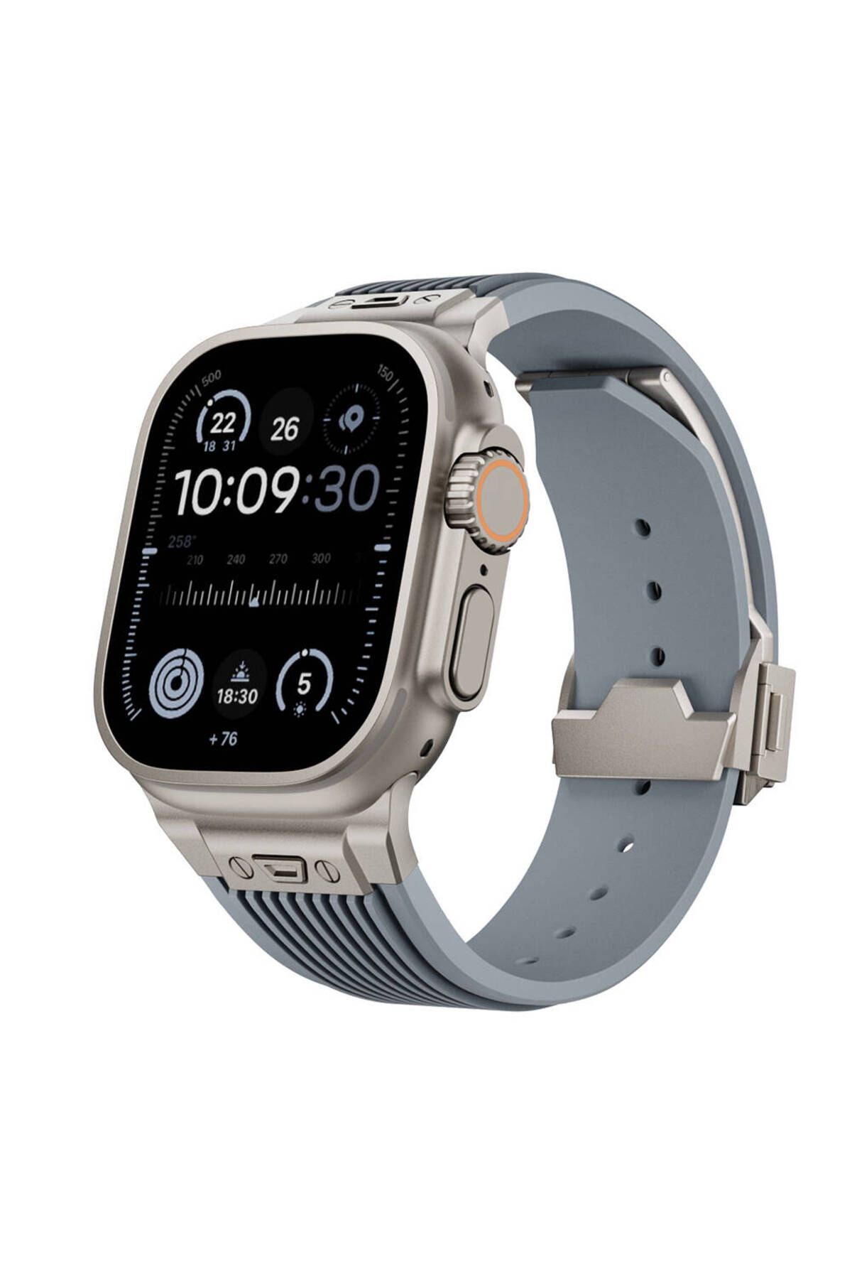 Case 4U Apple Watch 42mm KRD-113 Spor Görünümlü Silikon Kordon Gri
