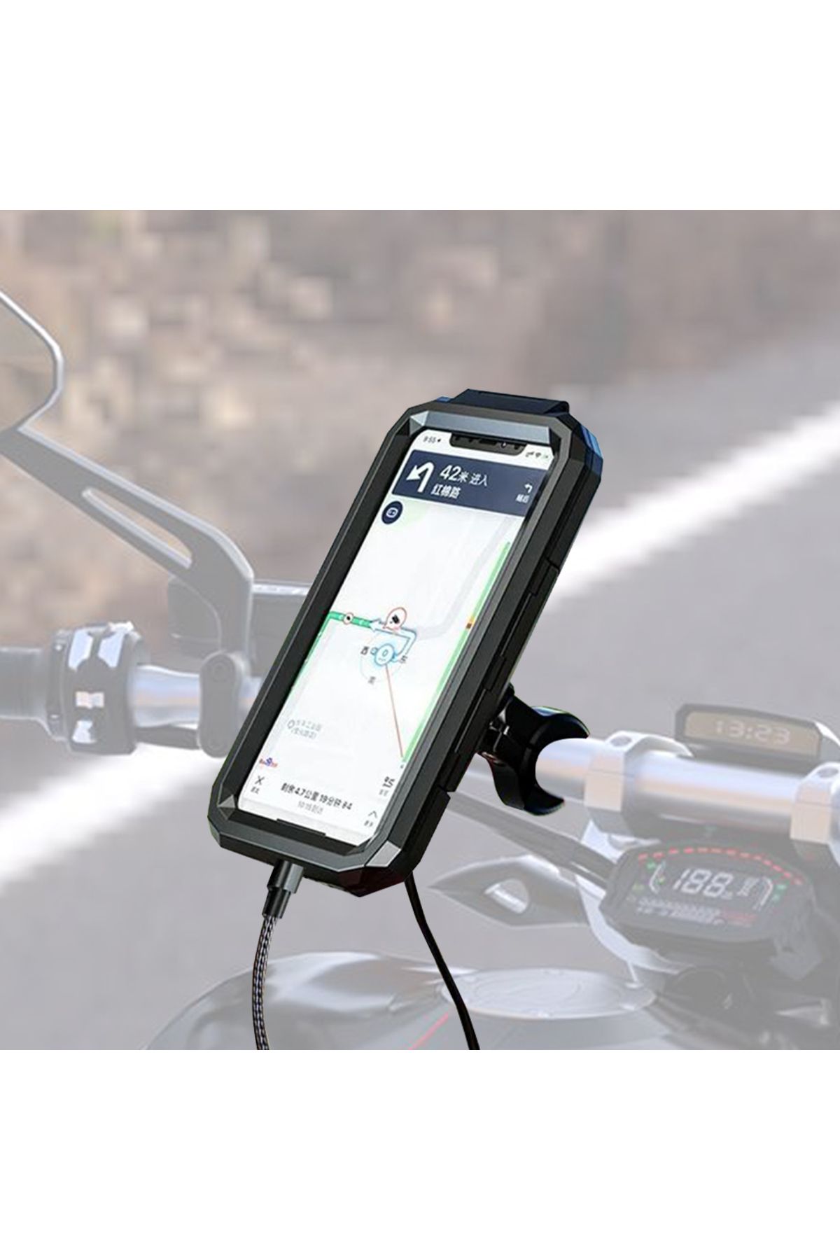 Knmaster Tt-900wu Titreşim Engelleyici Kablosuz Ve Usb’li Tüm Motosikletlere Uygun Telefon Tutucu