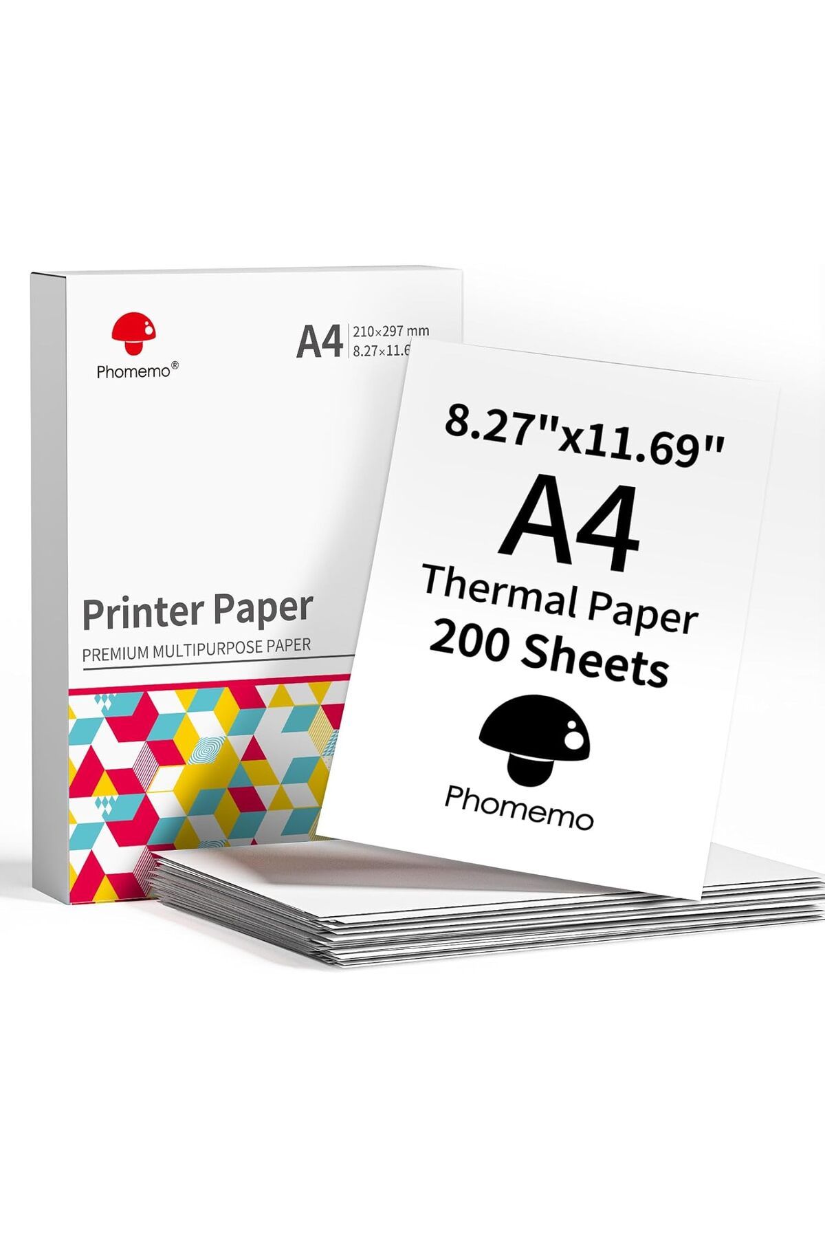 Phomemo A4 Termal Kağıt 200 Adet 10 Yıl Dayanıklı, Hızlı Kuruyan, Beyaz Üzerine Siyah, M08F/M832/P831/Q302