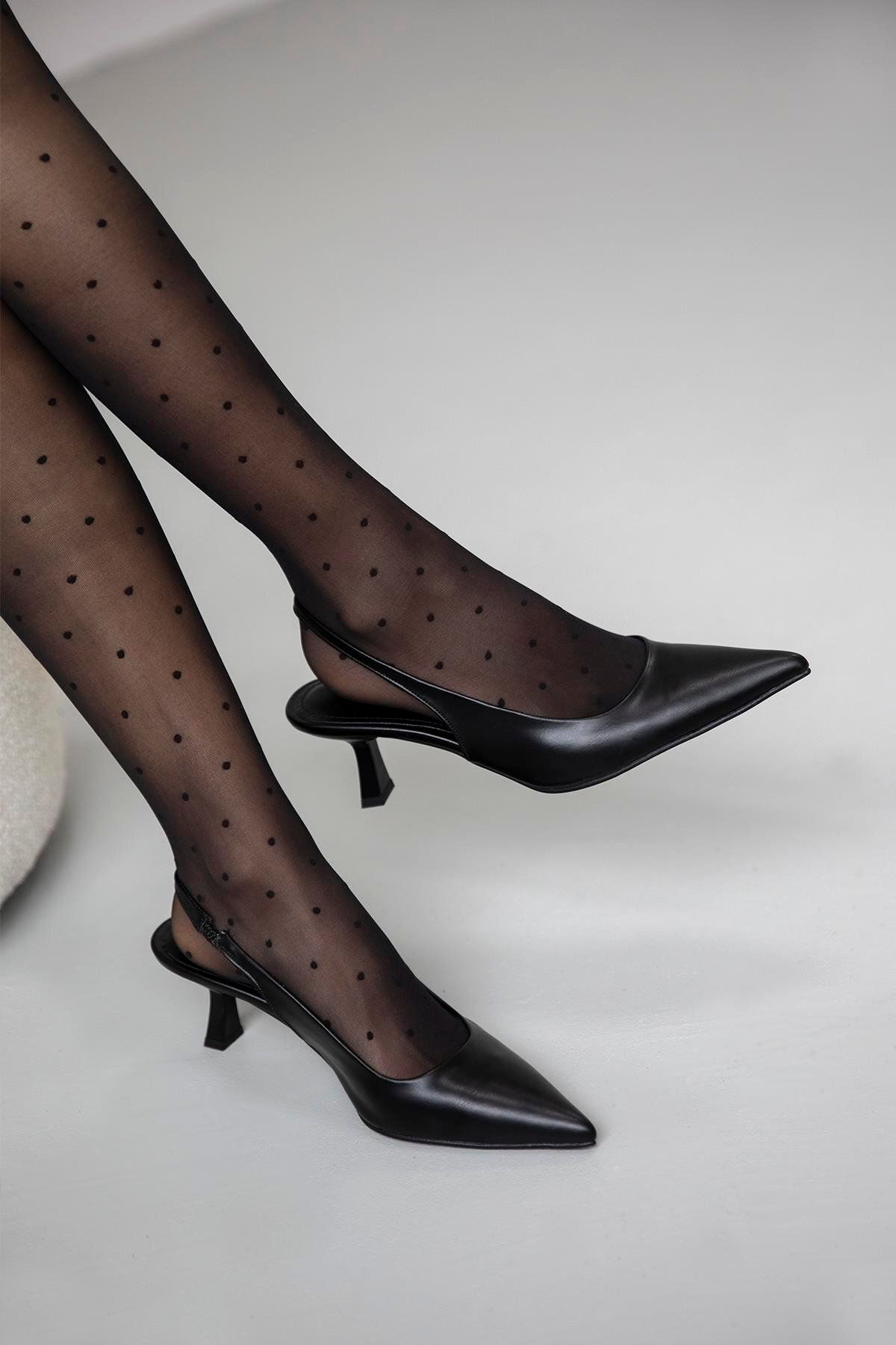 Straswans Silver Kadın Topuklu Deri Ayakkabı Siyah