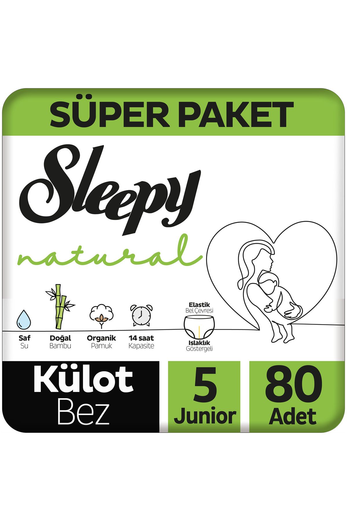 Sleepy Natural Süper Paket Külot Bez 5 Numara Junior 80 Adet