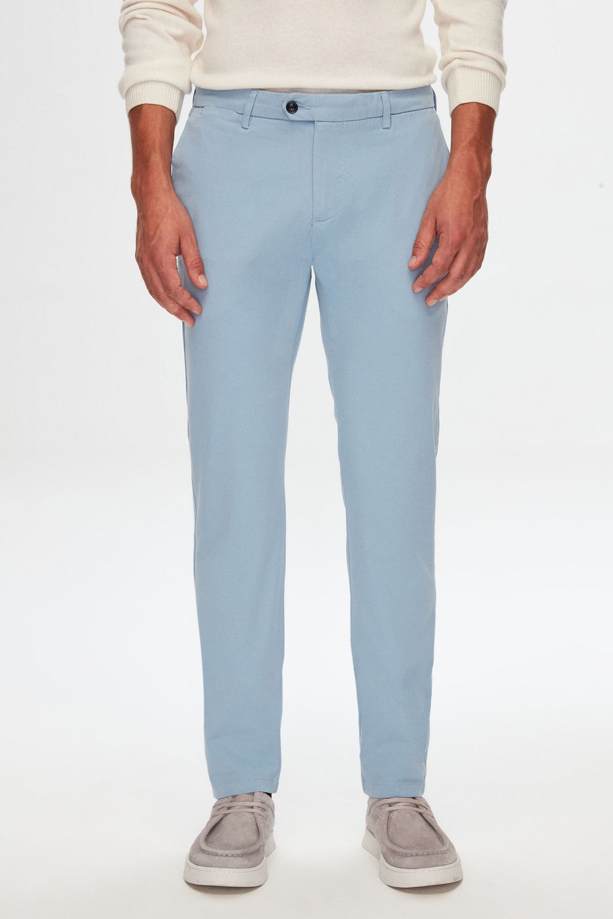 Damat Slim Fit Mavi Bi Strech Pamuklu Beli Içten Lastikli Chino Pantolon