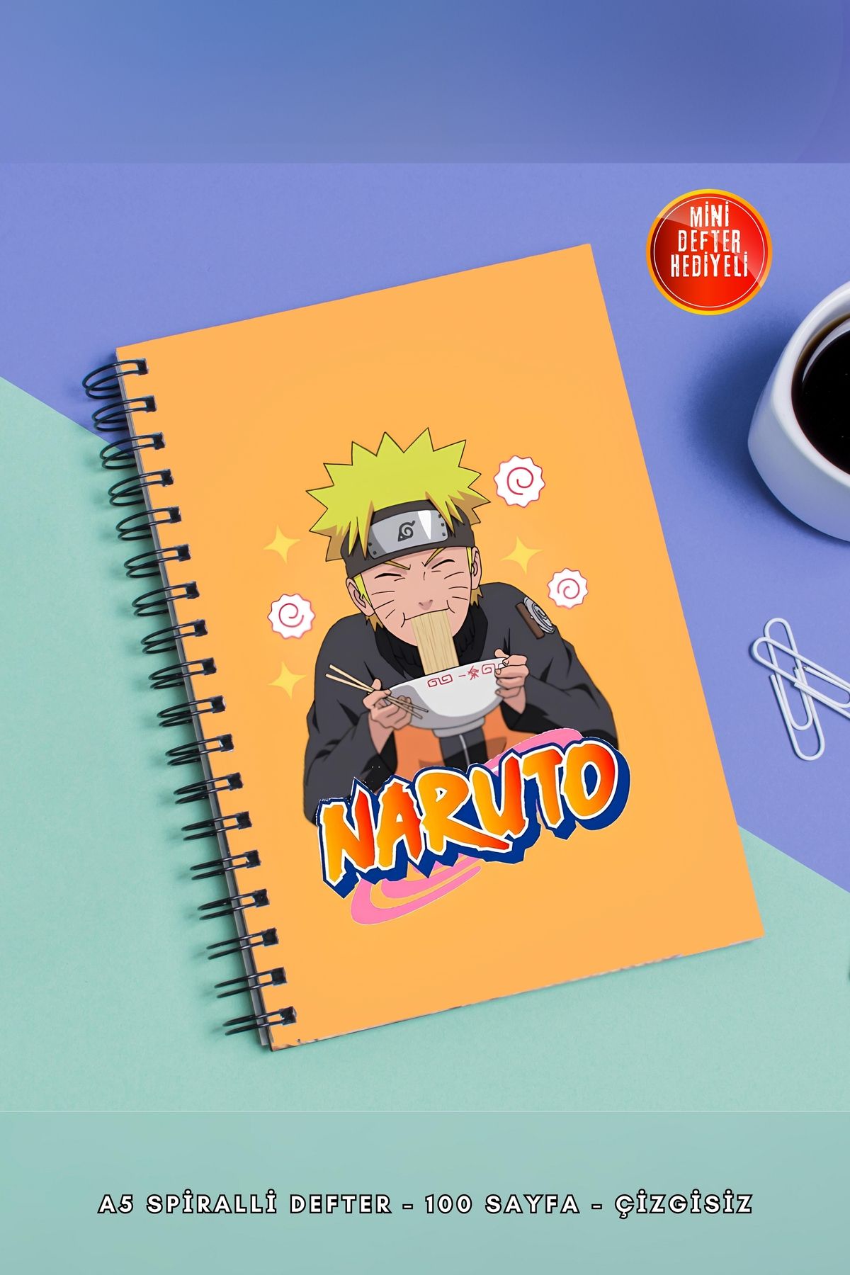 SevindirenŞeyler A5 Metal Spiralli Çizgisiz Sert Kapak Naruto Defter