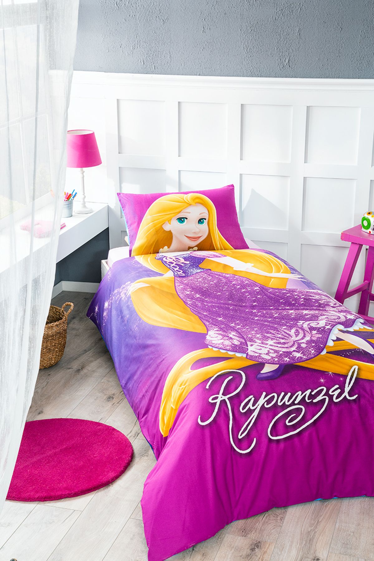 Özdilek Princess Cindirella - Rapunzel Tek Kişilik Disney Lisanslı Çocuk Nevresim Takımı Mavi Çift T