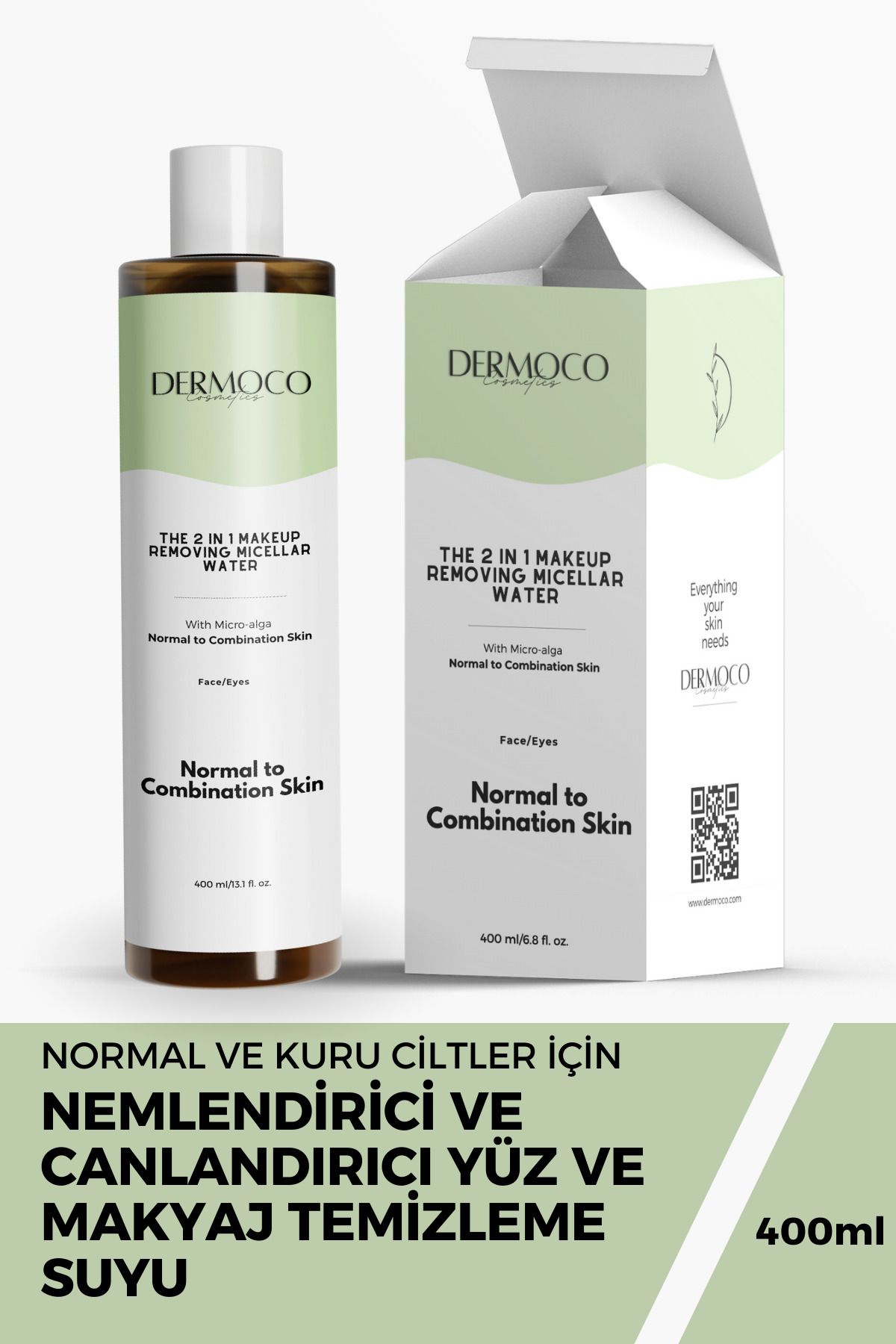dermoco cosmetics Normal Ve Kuru Ciltler İçin Nemlendirici Ve Canlandırıcı Yüz Ve Makyaj Temizleme Suyu-400ml