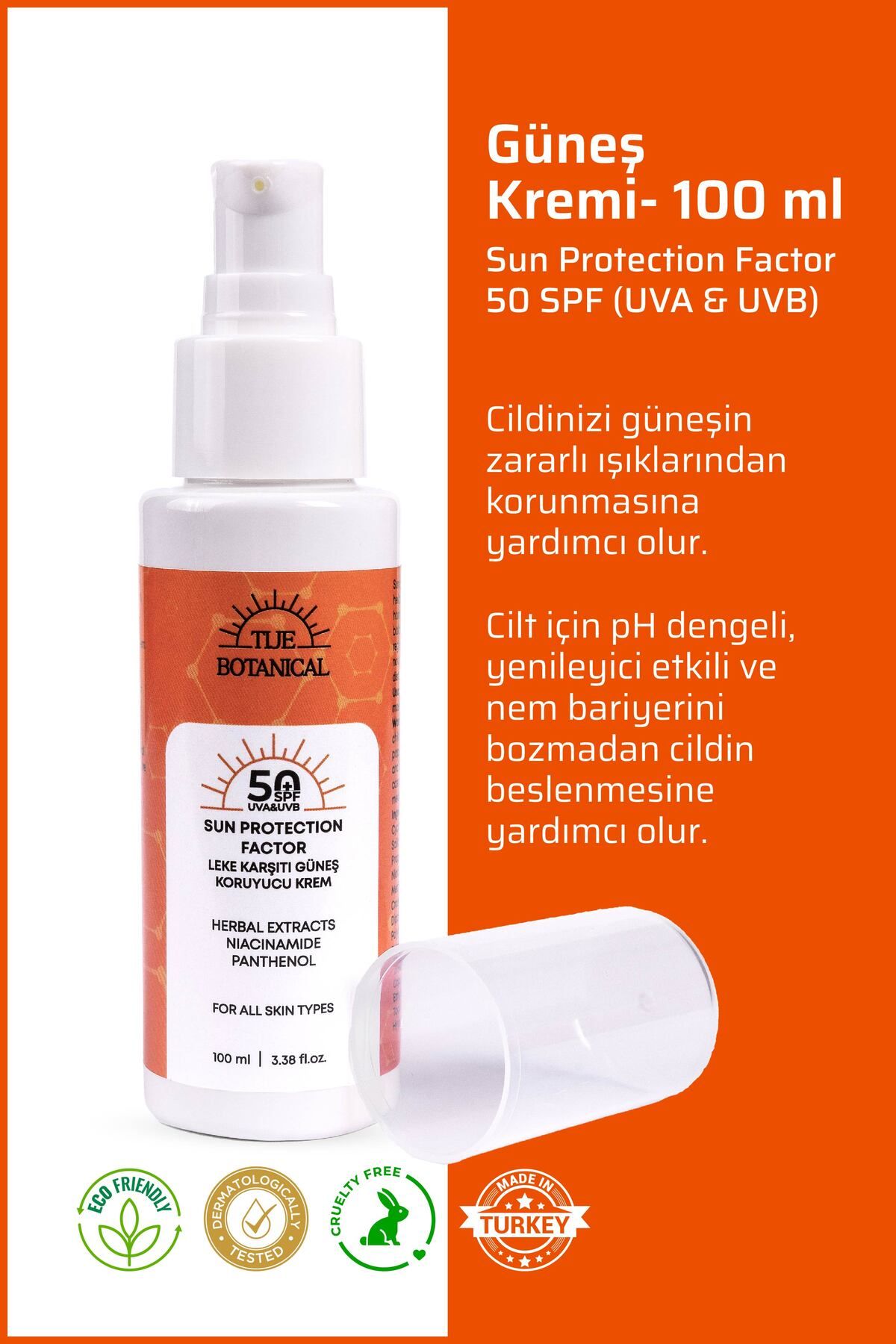 TİJE BOTANİCAL Güneş Kremi- 100 ml - Sun Protection Factor 50 SPF (UVA & UVB)
