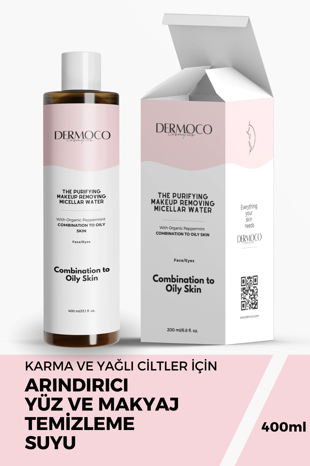 dermoco cosmetics Karma Ve Yağlı Ciltler İçin Arındırıcı Yüz Ve Makyaj Temizleme Suyu-400ml
