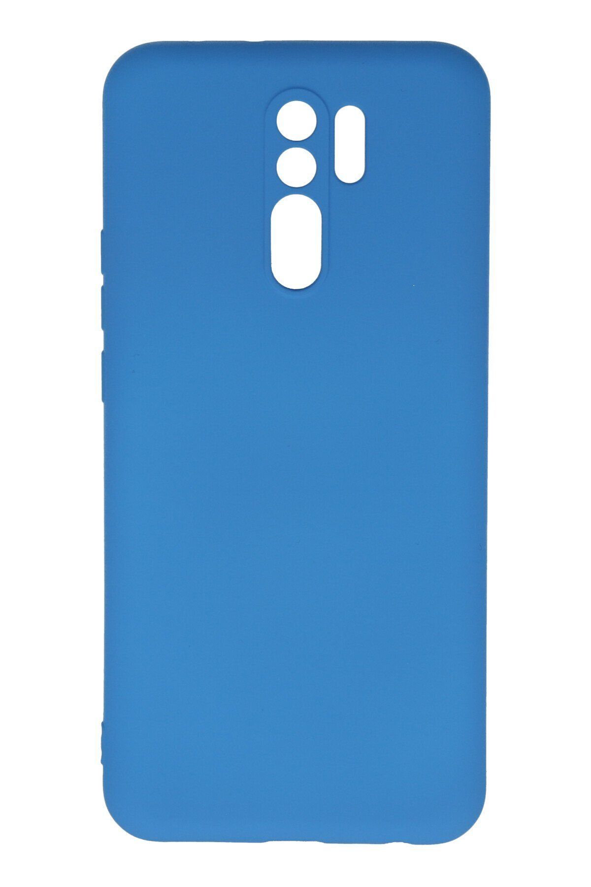 NewFace Xiaomi Redmi 9 içi Süet Telefon Kılıfı - Soft Yüzey Kadife Silikon Kapak - Mavi