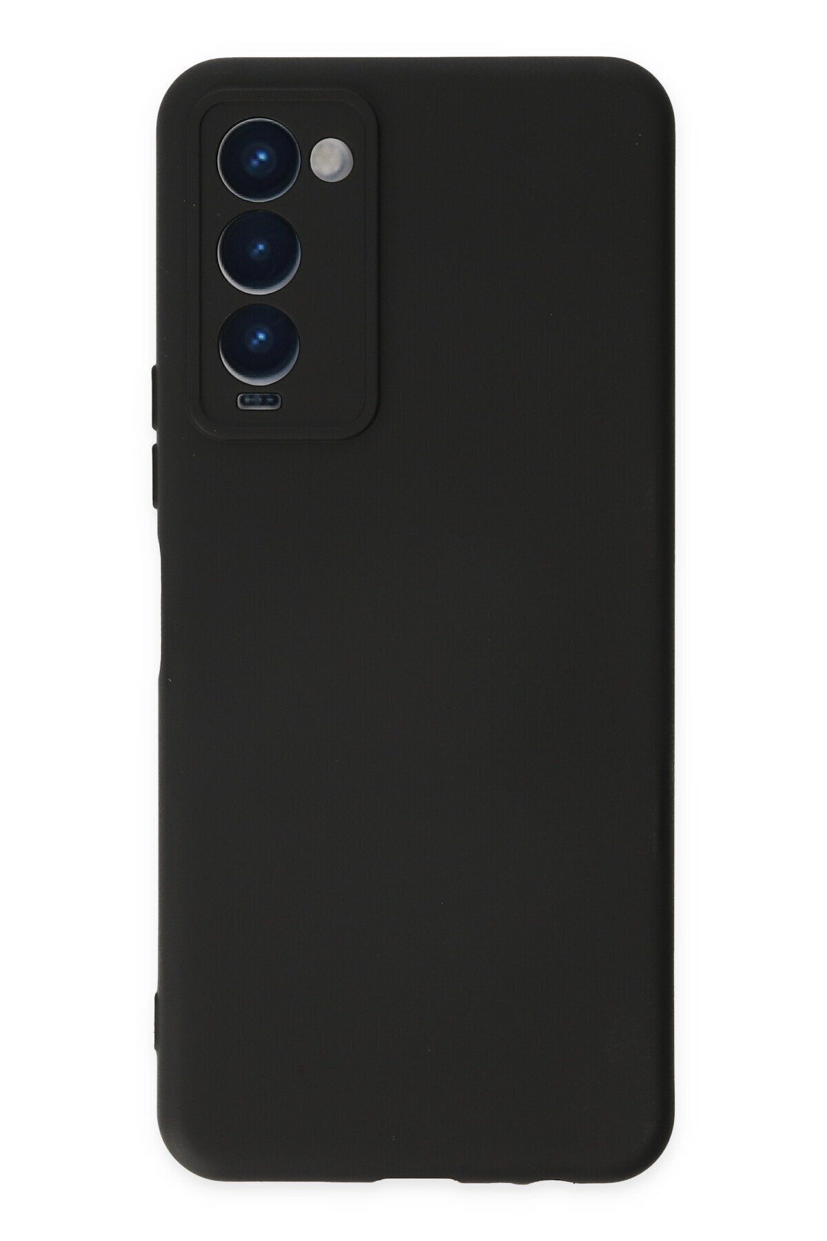 NewFace Tecno Camon 18 içi Süet Telefon Kılıfı - Soft Yüzey Kadife Silikon Kapak - Siyah