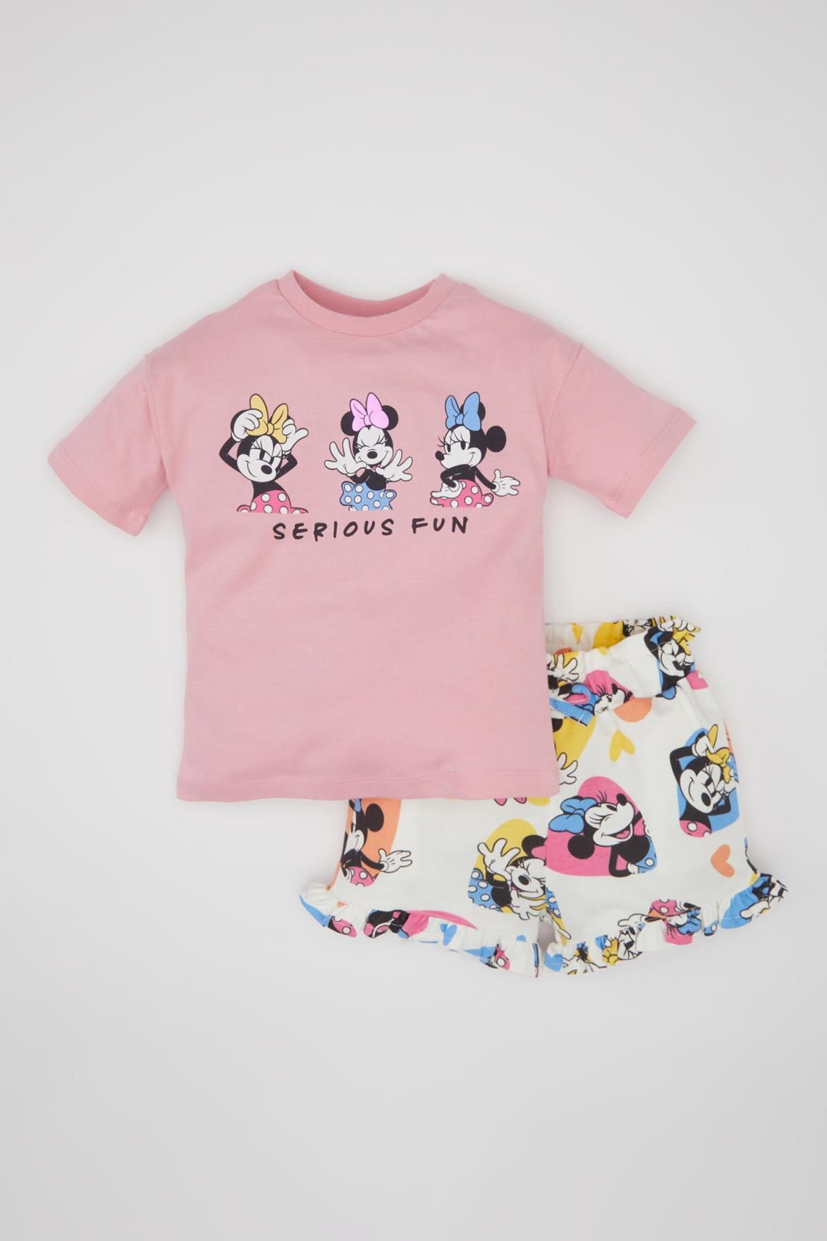 Defacto Kız Bebek Disney Mickey & Minnie Kısa Kollu Tişört Şort 2'li Takım C5427a524sm