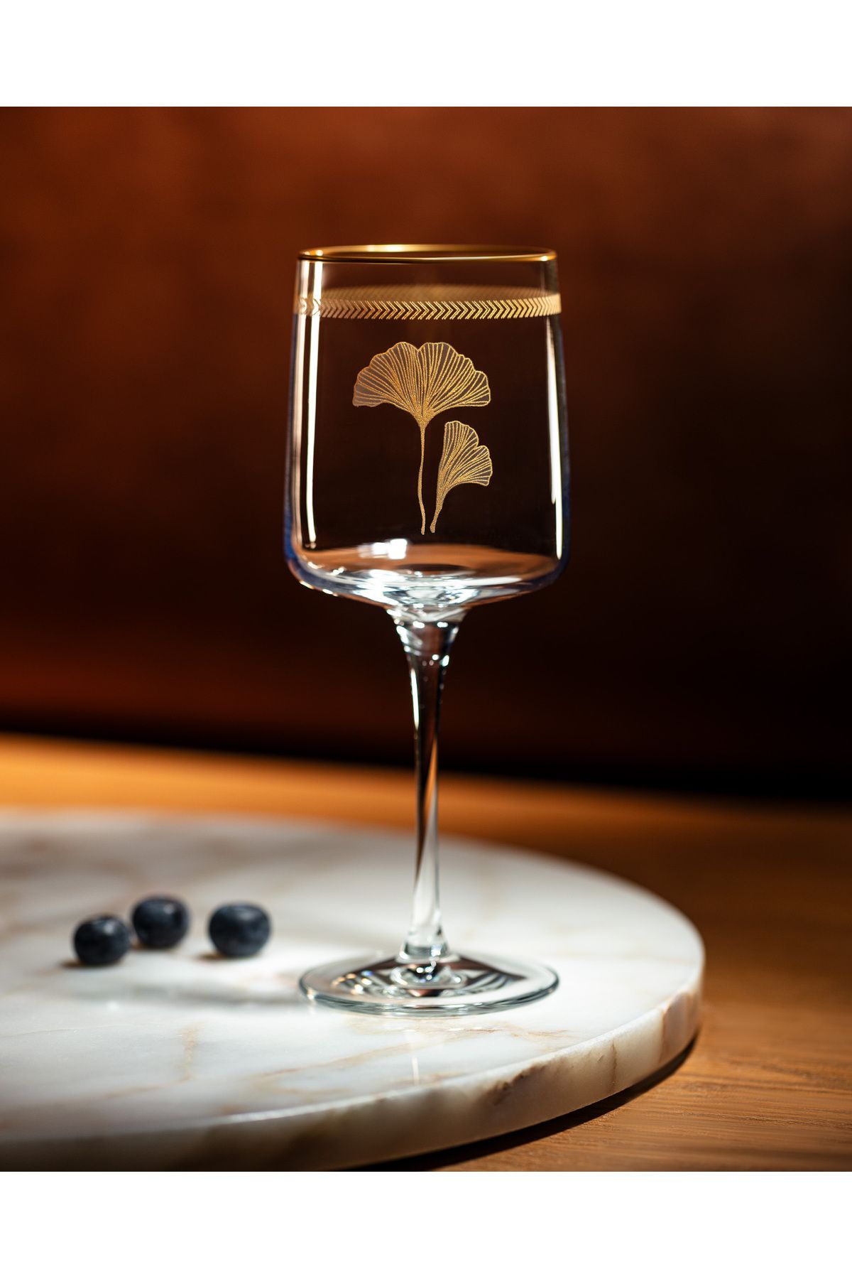 Madame Coco Lovely Ginkgo Leaves Musette 4 Lü Şarap Kadehi Seti - 320 ml