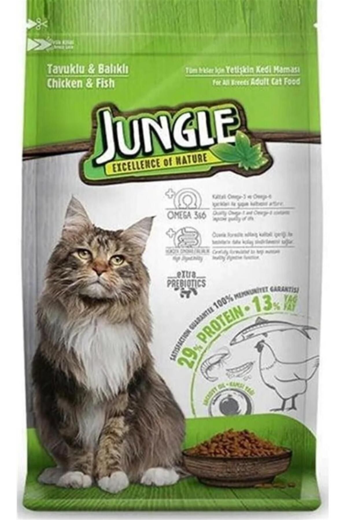 Jungle Tavuklu Balıklı Kedi Maması 15 Kg